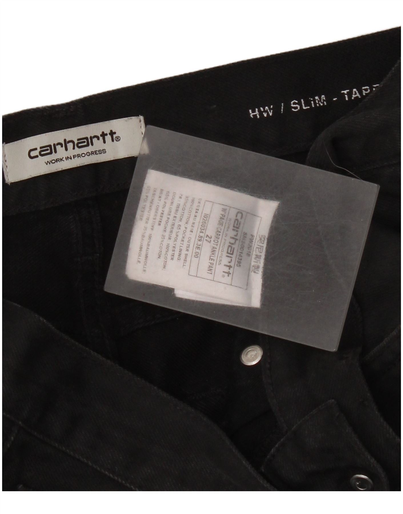 Carhartt Womens Slim Tapered Jeans W27 L26 Black Cotton Size 42" / US 20 - 3 Thumbnail