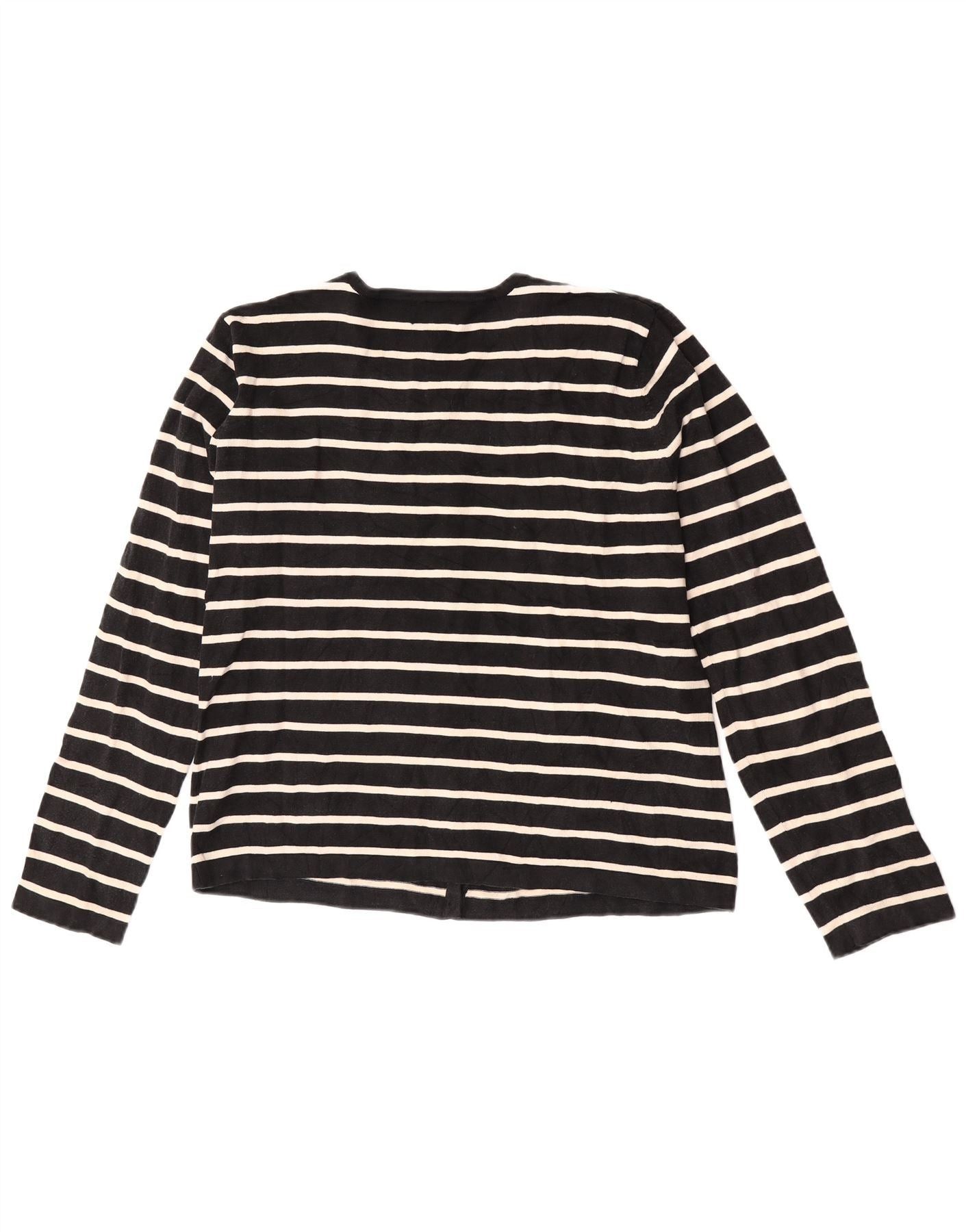 Ralph Lauren Womens Crop Cardigan Sweater UK 18 XL Black Striped Nautical Size XL / US 12-14 / IT 48-50 - 2 Thumbnail