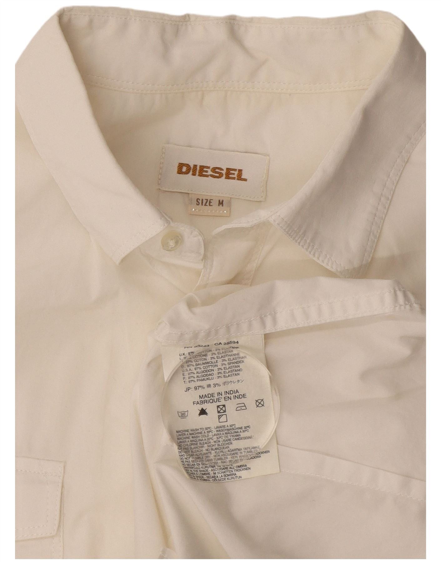 Diesel Mens Short Sleeve Shirt Medium White Cotton Size US M / EU 48-50 / 2 - 3 Thumbnail