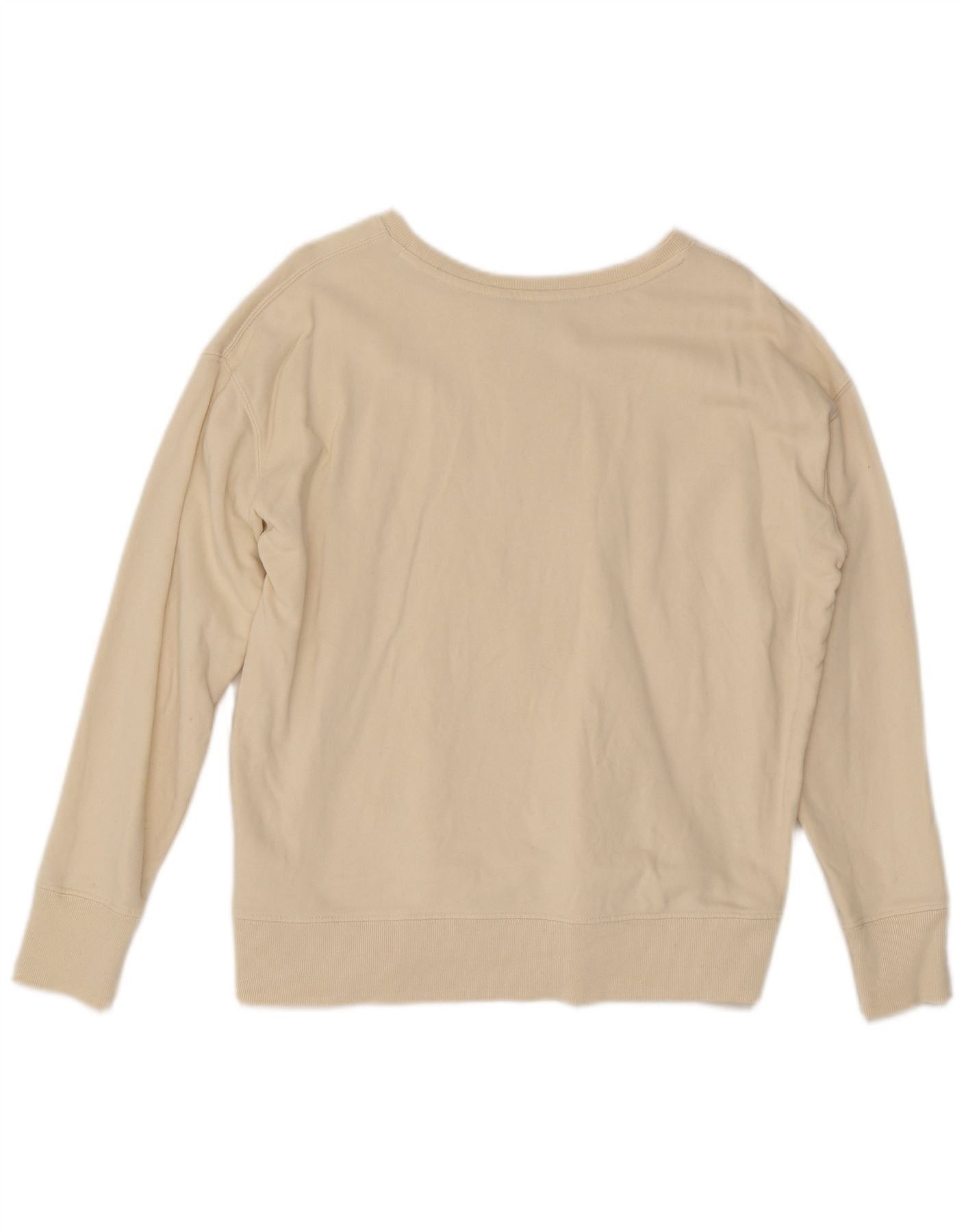 Ralph Lauren Womens Graphic Sweatshirt Jumper UK 14 Medium Beige Cotton Size L / US 10 / IT 46 - 2 Thumbnail