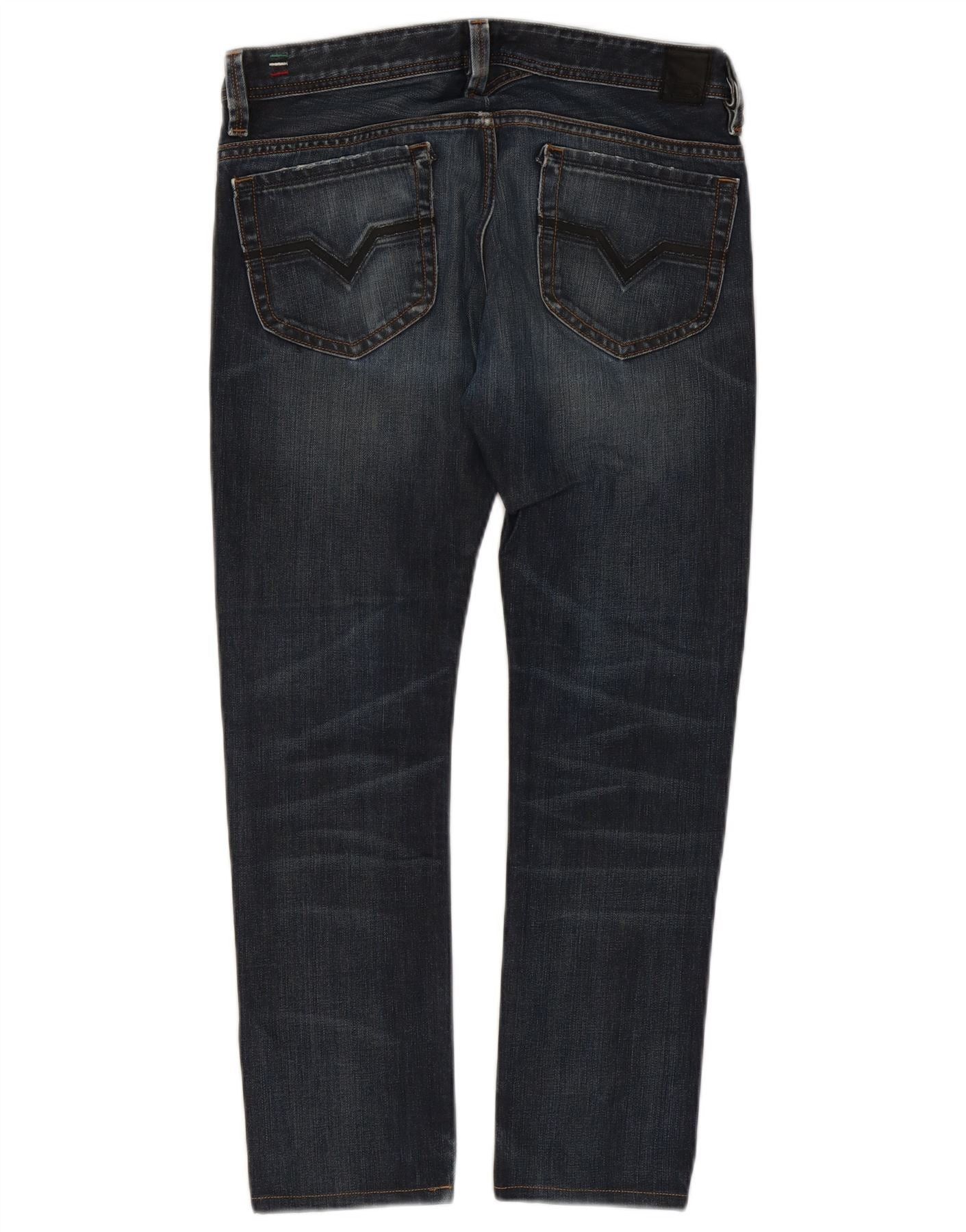 Diesel Mens Thanaz Slim Jeans W31 L27 Navy Blue Cotton Size US 31 - 2 Thumbnail
