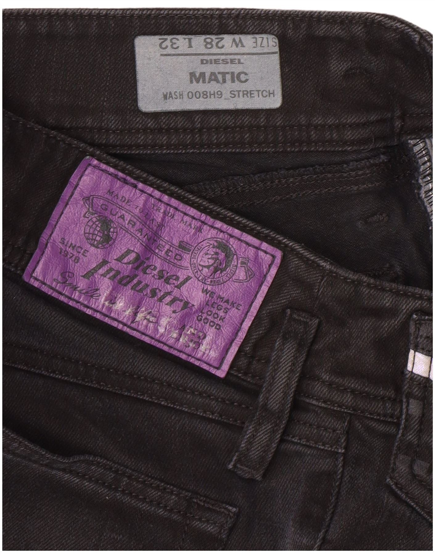 Diesel Womens Matic Slim Jeans W28 L32 Black Geometric Cotton Size 42" / US 20 - 3 Thumbnail