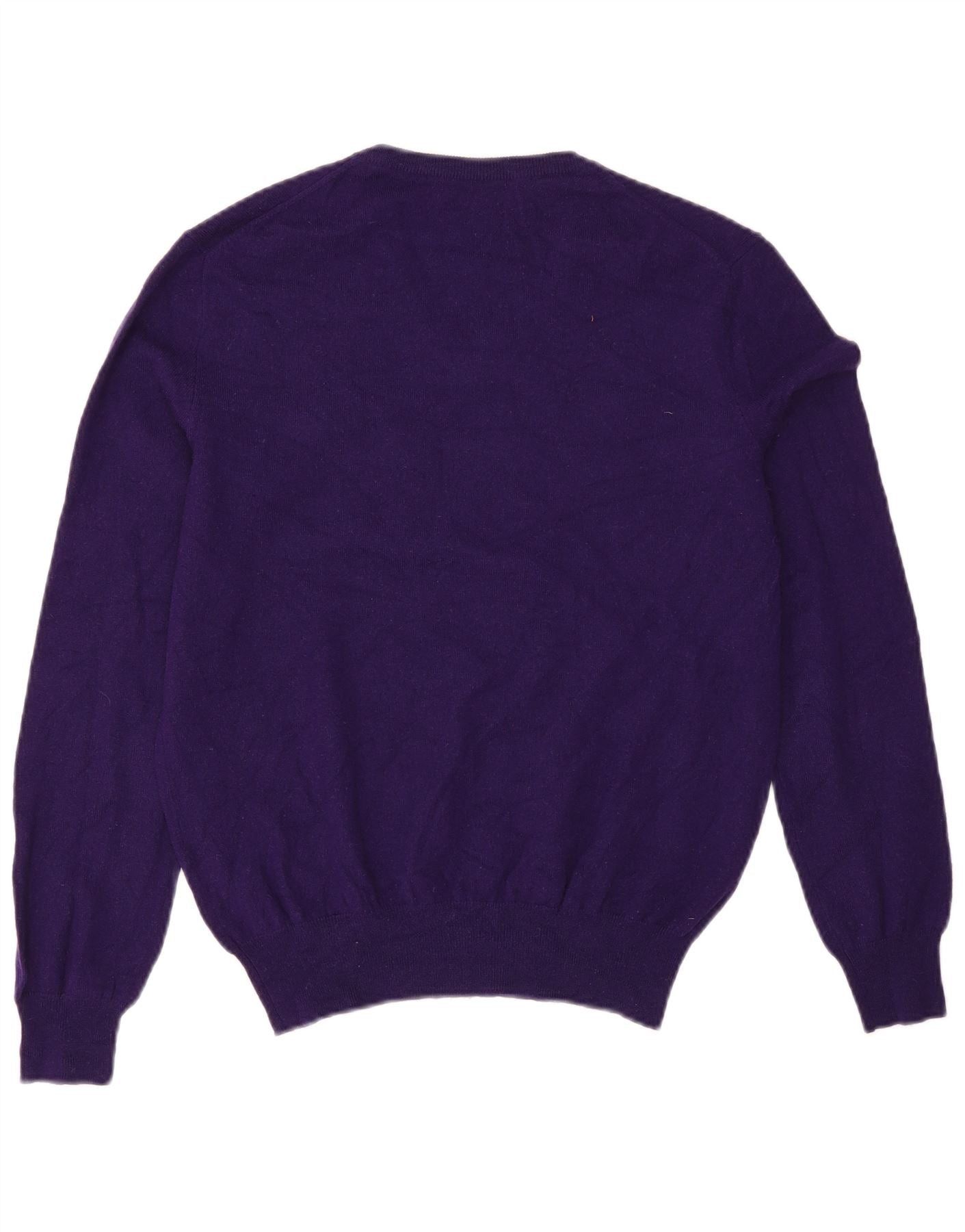 Polo Ralph Lauren Mens V-Neck Jumper Sweater Small Purple Merino Wool Size US L / EU 52-54 / 3 - 2 Thumbnail