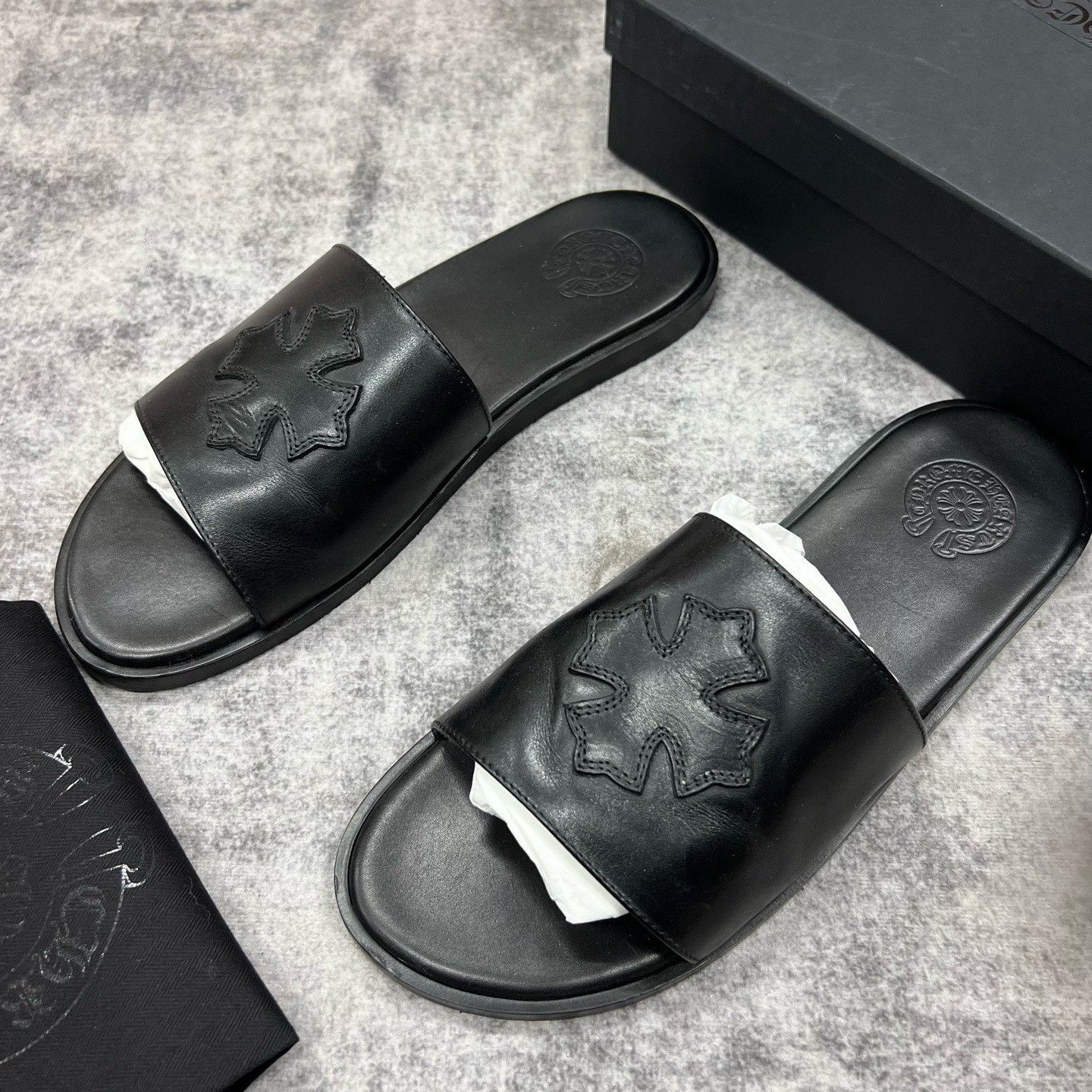 Chrome Hearts Chrome Hearts Cross Leather Slides Size 12 Size US 12 / EU 45 - 3 Thumbnail