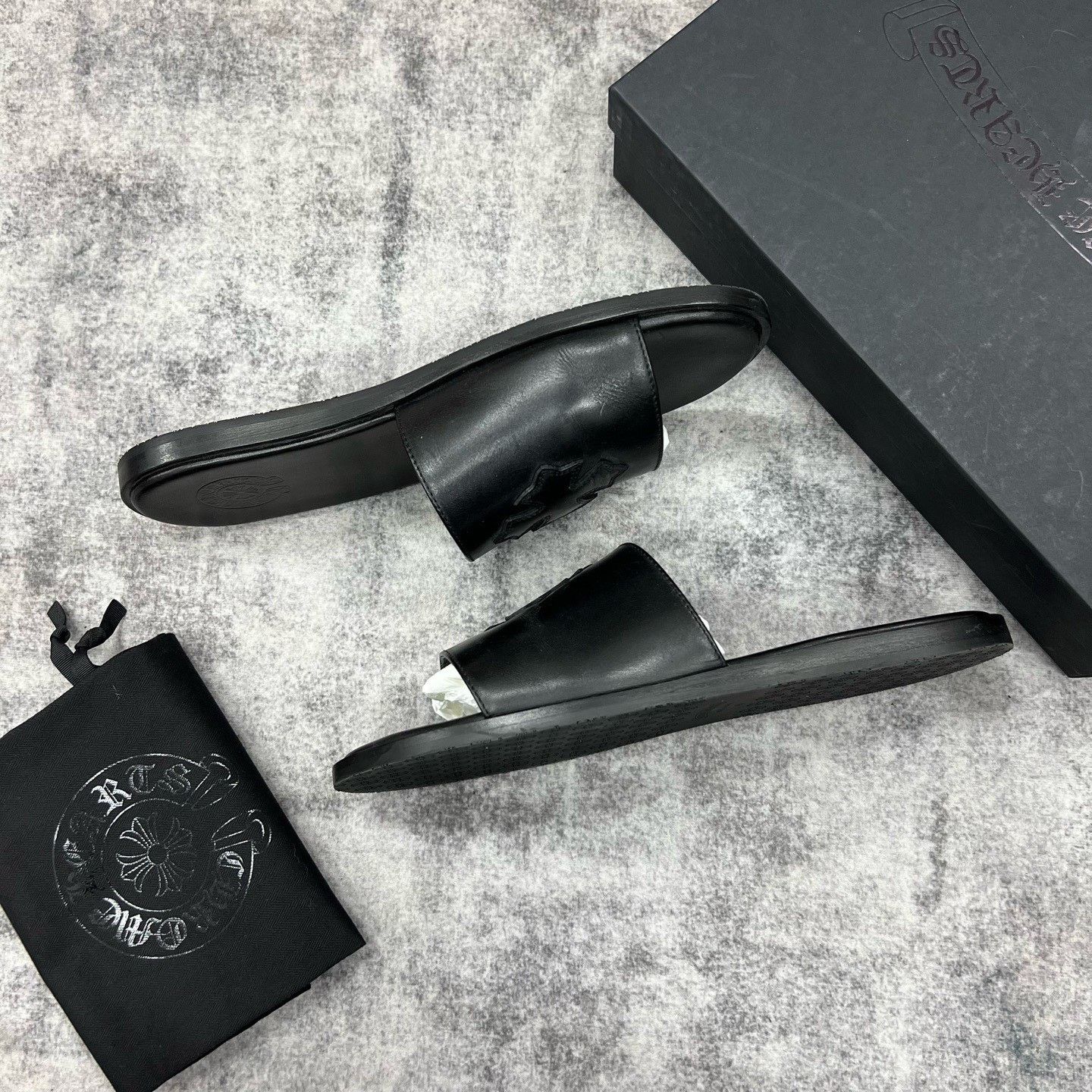 Chrome Hearts Chrome Hearts Cross Leather Slides Size 12 Size US 12 / EU 45 - 4 Thumbnail
