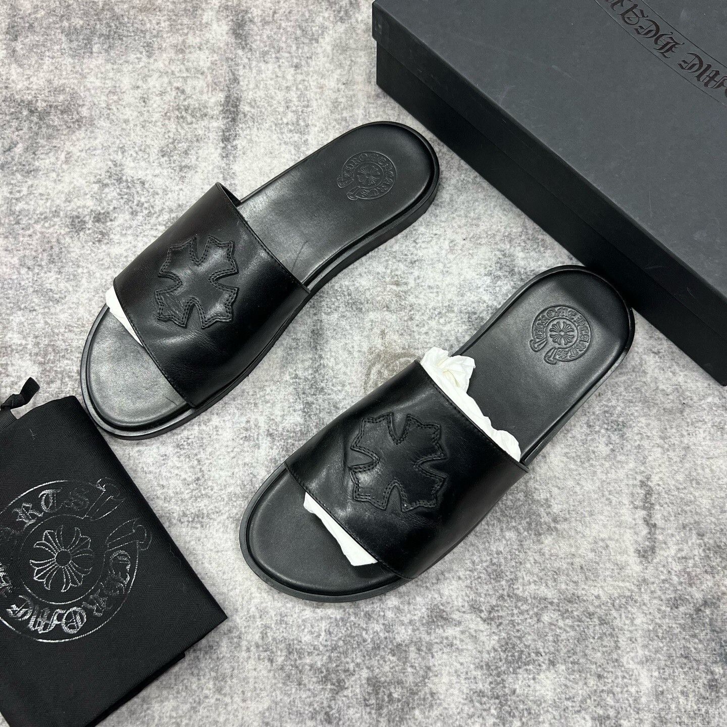 Chrome Hearts Chrome Hearts Cross Leather Slides Size 12 Size US 12 / EU 45 - 2 Thumbnail