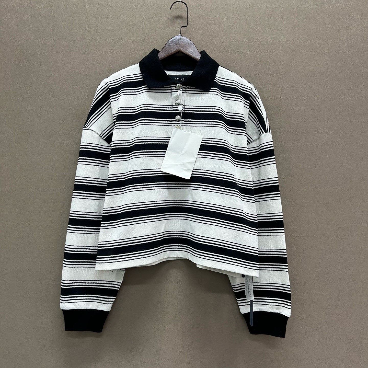 Amiri Amiri Striped Long Sleeve Polo Size M Size US M / EU 48-50 / 2 - 2 Thumbnail
