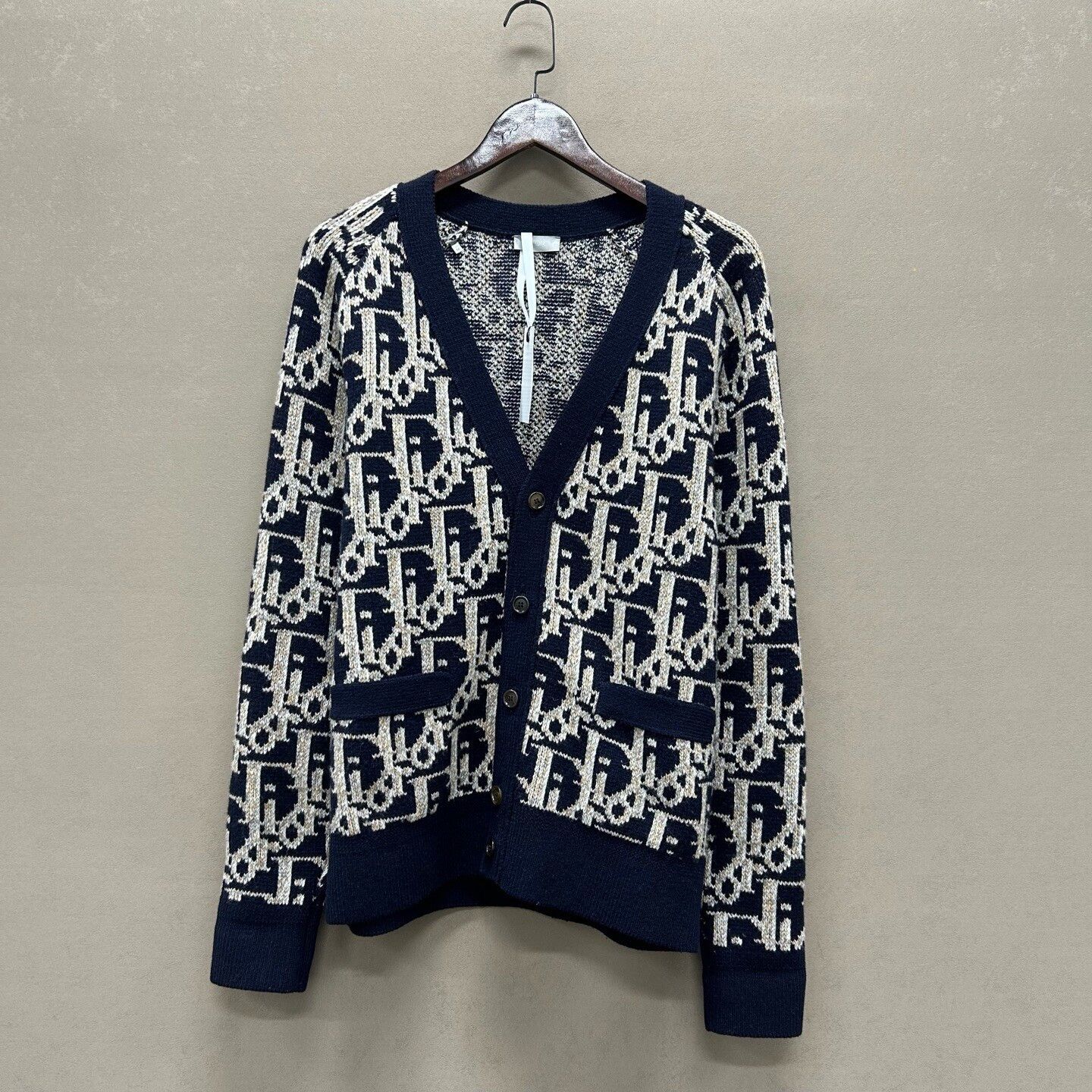 Dior Dior Oblique Pattern Wool Cardigan Size M Size US M / EU 48-50 / 2 - 2 Thumbnail