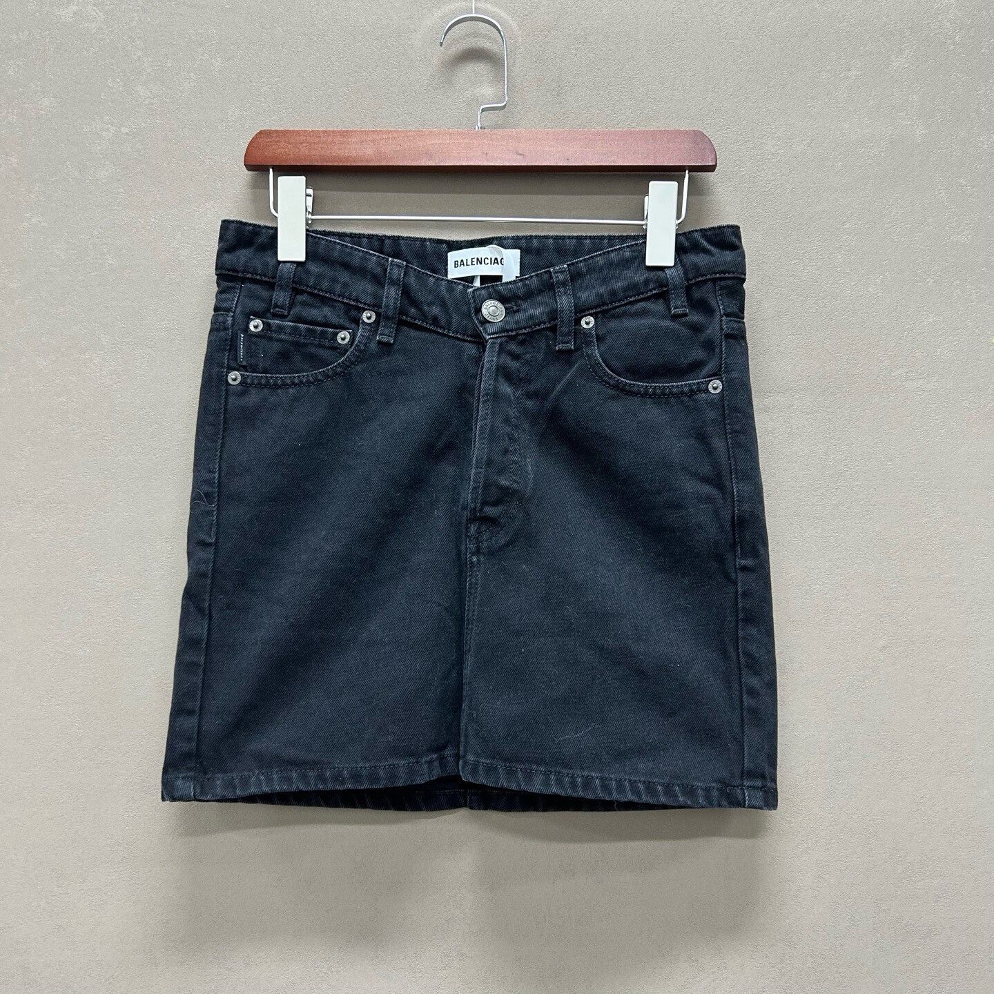 Balenciaga Balenciaga Black Denim Mini Skirt Size 38 Size 26" / US 2 / IT 38 - 2 Thumbnail