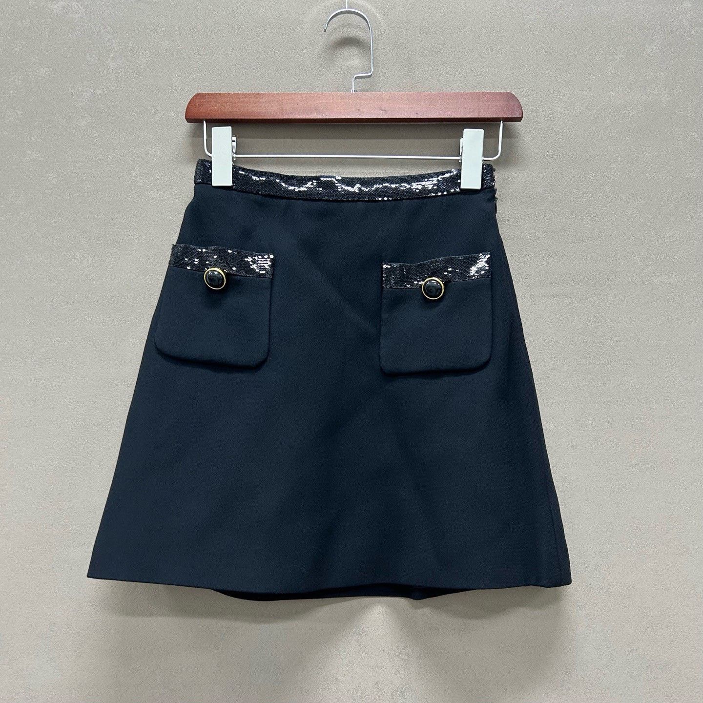 Miu Miu Miu Miu Sequin Trim Mini Skirt Size 36 Size 25" / US 0 / IT 36 - 2 Thumbnail