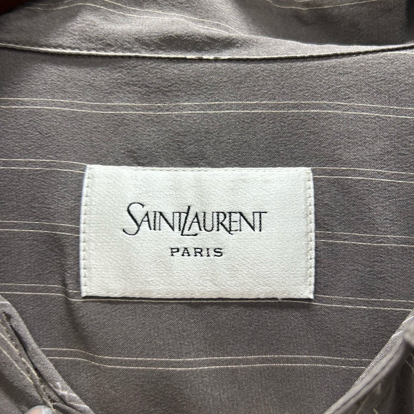 Saint Laurent Paris Saint Laurent Pinstripe Logo Shirt Size M Size US M / EU 48-50 / 2 - 4 Thumbnail