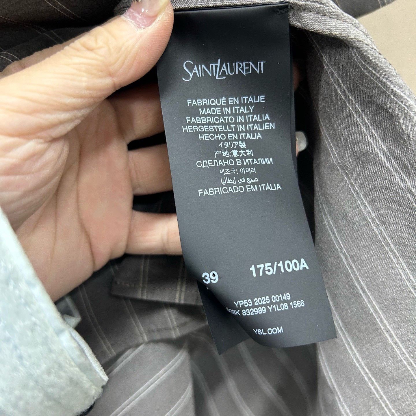 Saint Laurent Paris Saint Laurent Pinstripe Logo Shirt Size M Size US M / EU 48-50 / 2 - 5 Thumbnail