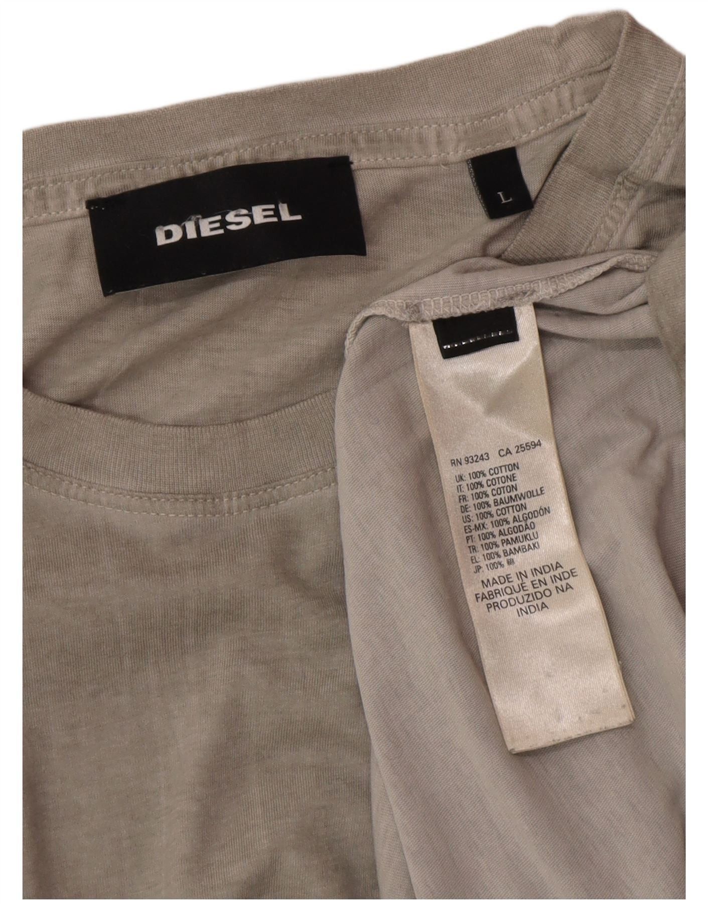 Diesel Mens T-Shirt Top Large Grey Cotton Size US XL / EU 56 / 4 - 5 Thumbnail