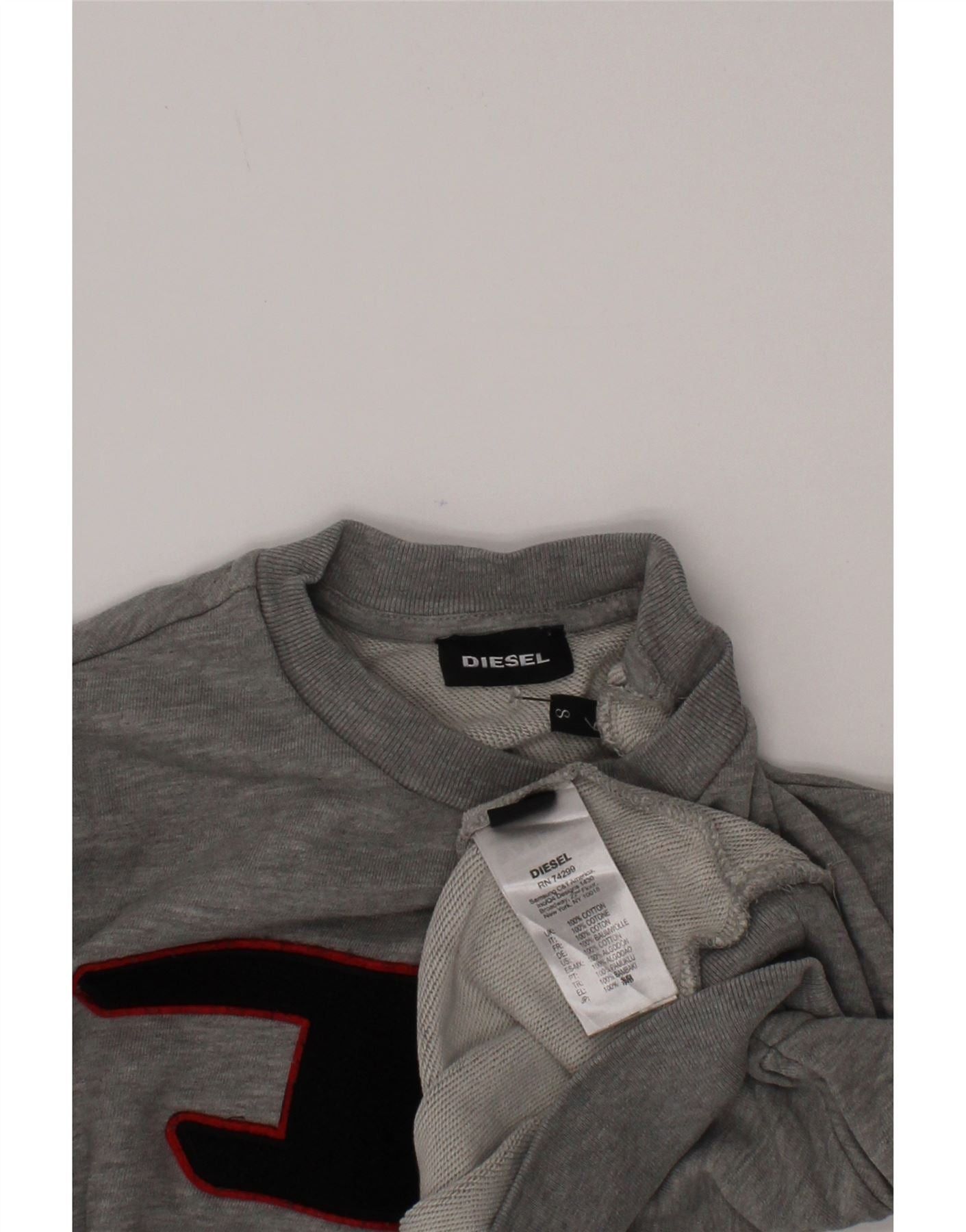 Diesel Boys Graphic Sweatshirt Jumper 7-8 Years Grey Cotton Size S / US 4 / IT 40 - 3 Thumbnail