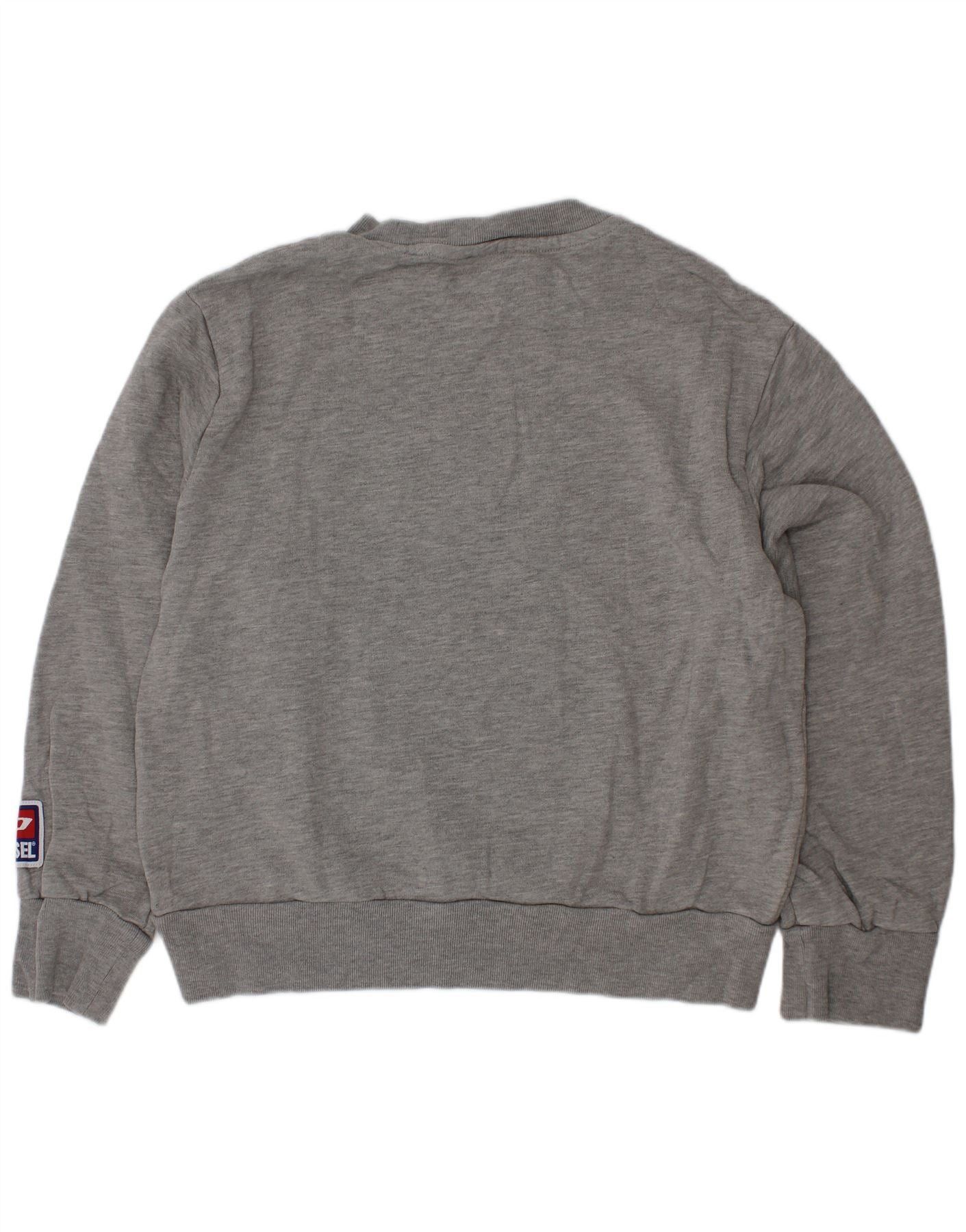 Diesel Boys Graphic Sweatshirt Jumper 7-8 Years Grey Cotton Size S / US 4 / IT 40 - 2 Thumbnail