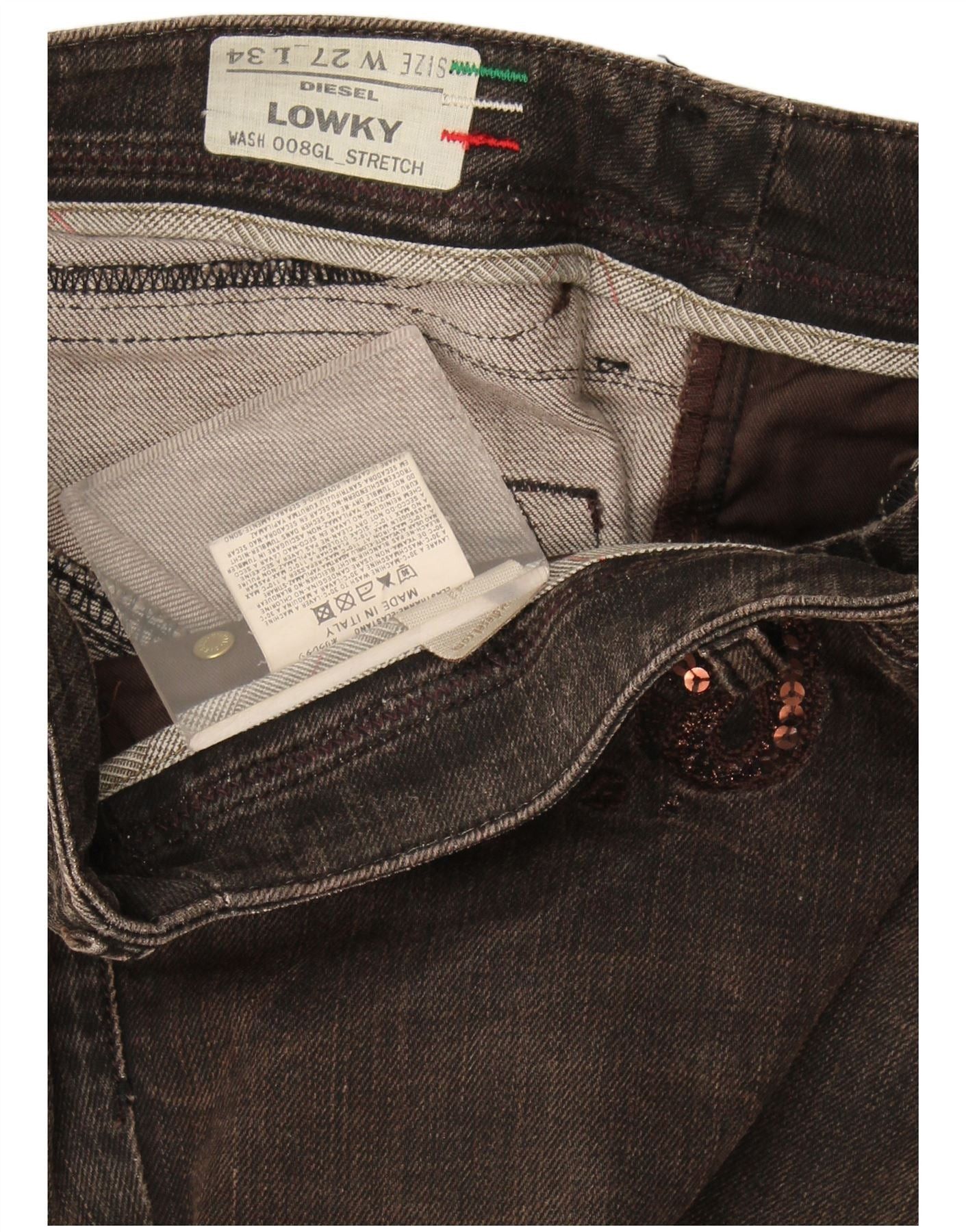 Diesel Womens Lowky Skinny Jeans W27 L34 Grey Cotton Size 42" / US 20 - 3 Thumbnail