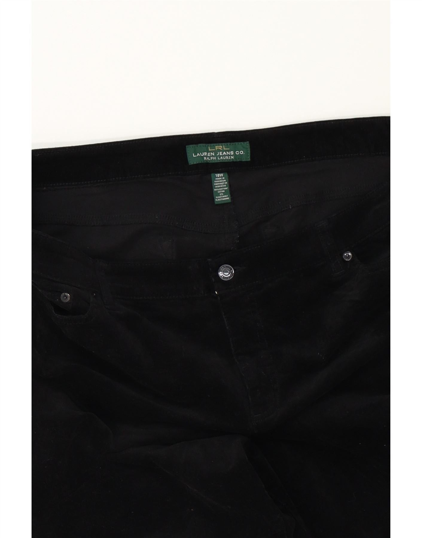 Ralph Lauren Womens Slim Corduroy Trousers US 18 2XL W40 L29 Black Cotton Size 40" / US 18 - 3 Thumbnail