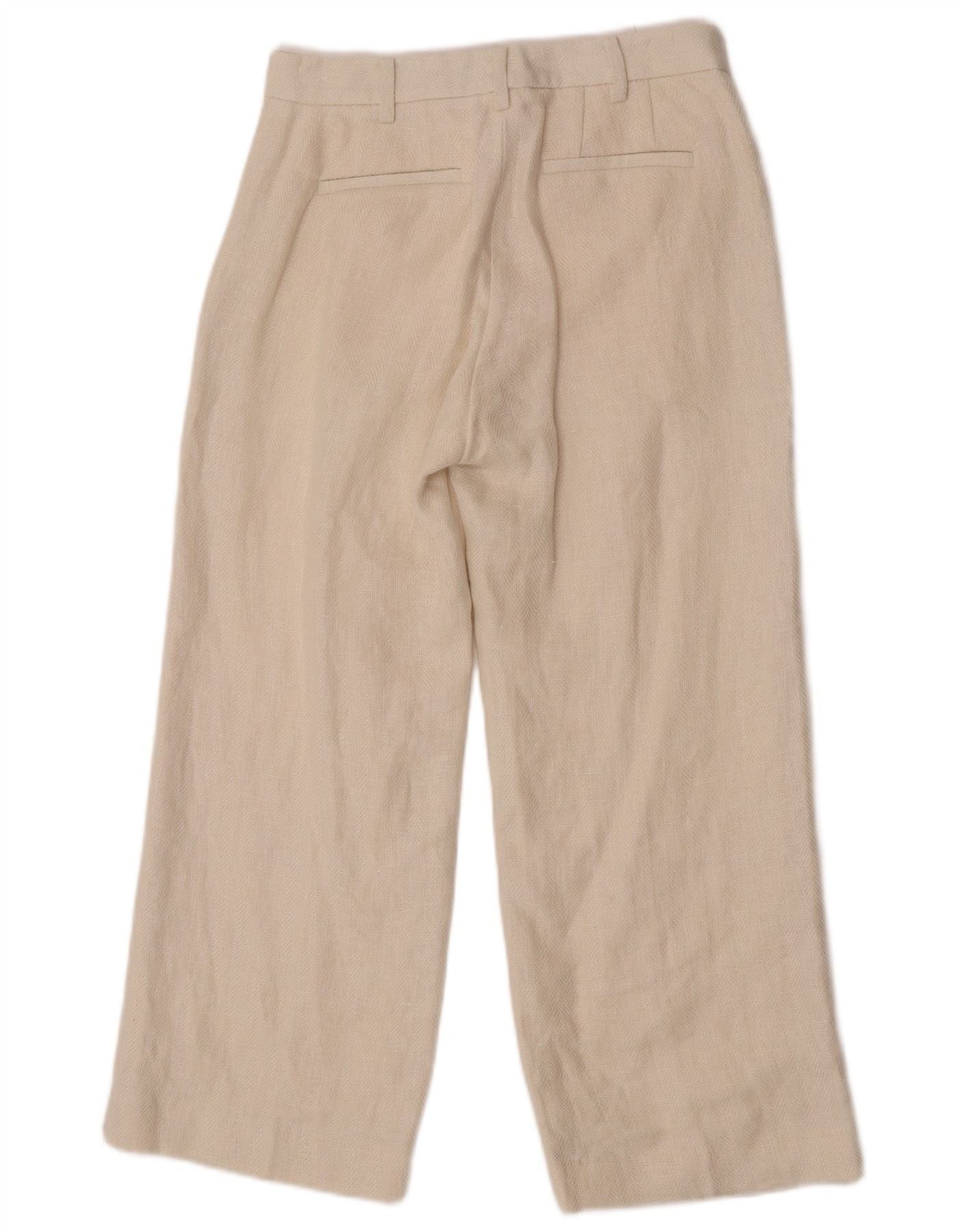Ralph Lauren Womens Wide Leg Cropped Trousers US 2 XS W24 L25 Off White Size 24" / US 00 / IT 34 - 2 Thumbnail