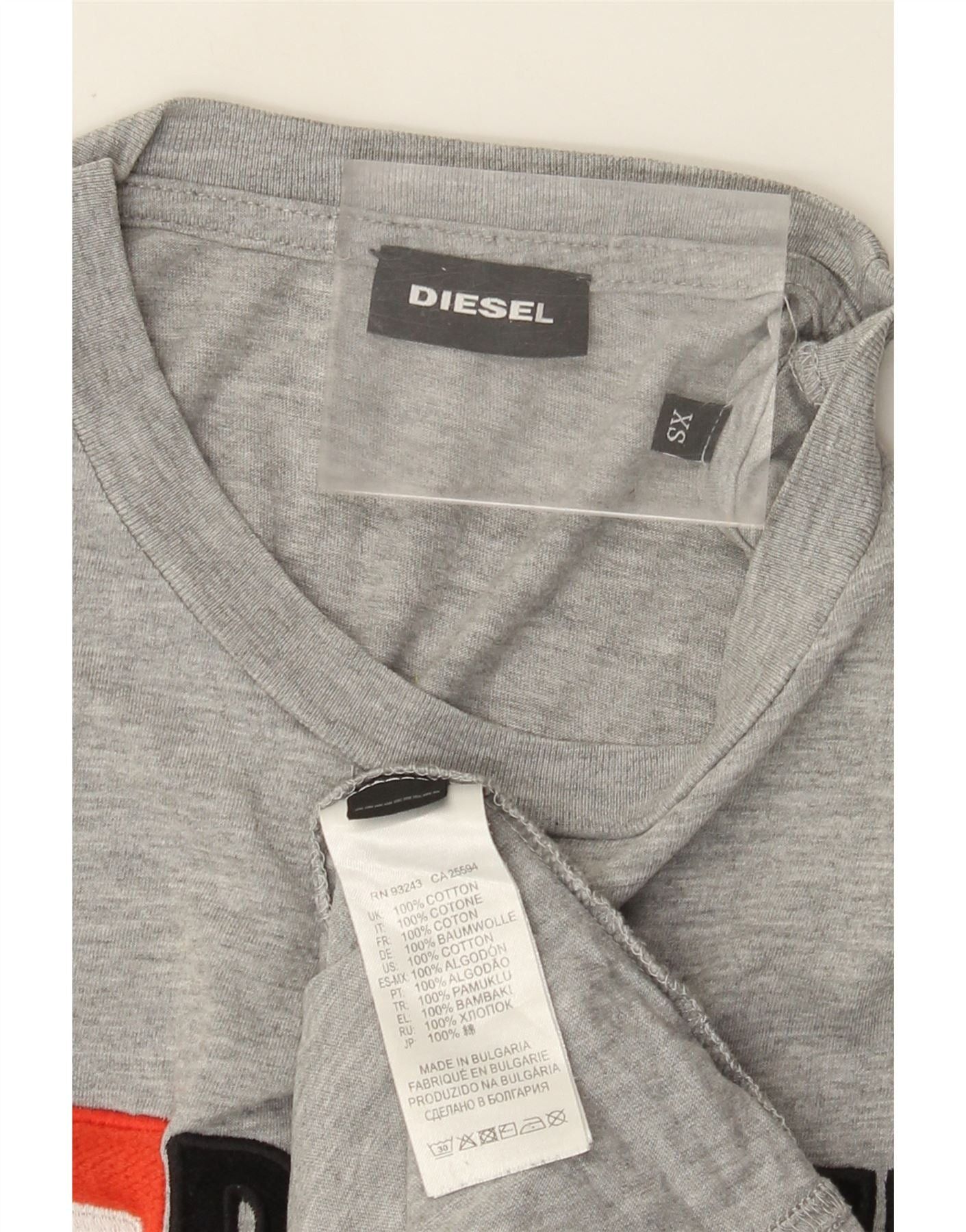 Diesel Mens Graphic T-Shirt Top XS Grey Flecked Cotton Size US XS / EU 42 / 0 - 3 Thumbnail
