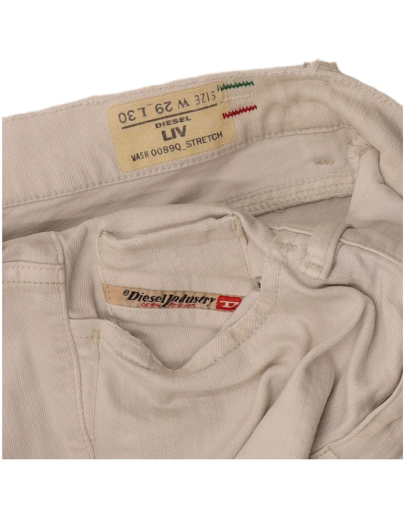 Diesel Womens Liv Straight Slim Jeans W29 L30 White Cotton Size 42" / US 20 - 4 Thumbnail