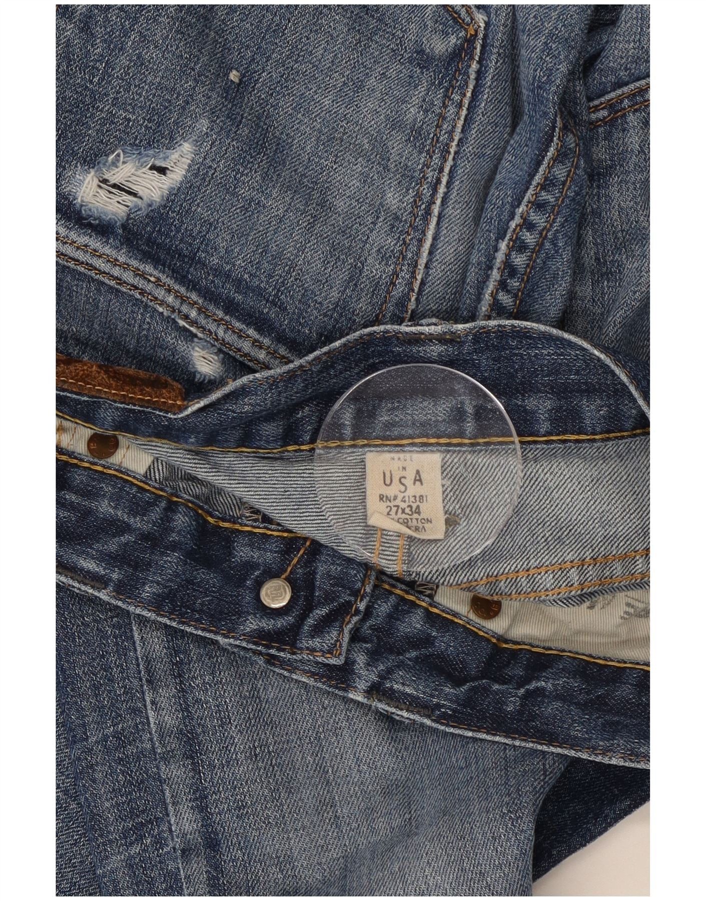 Ralph Lauren Womens Distressed Slim Jeans W27 L34 Blue Cotton Size 42" / US 20 - 4 Thumbnail