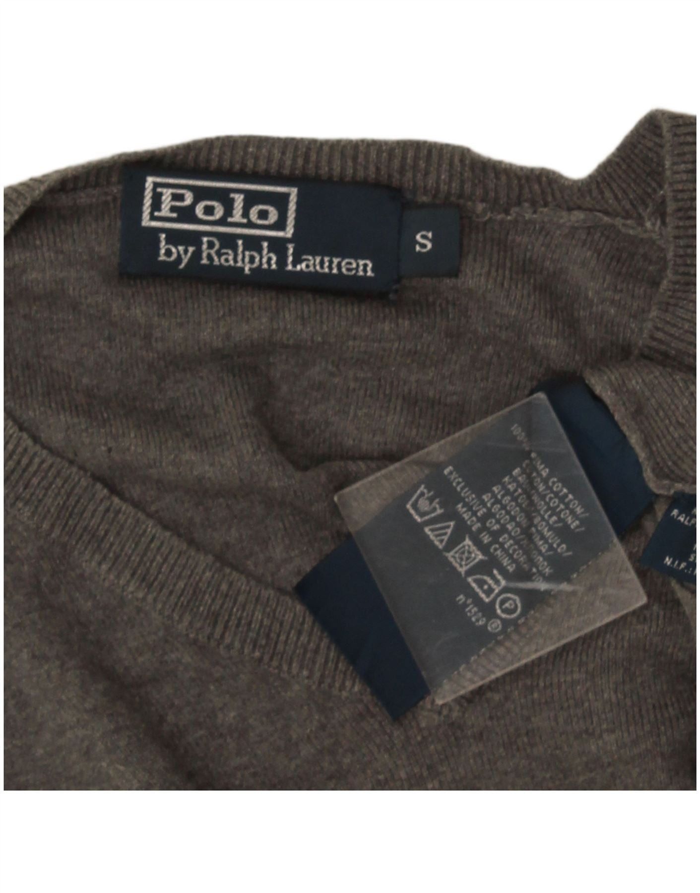 Polo Ralph Lauren Mens V-Neck Jumper Sweater Small Grey Cotton Size US L / EU 52-54 / 3 - 3 Thumbnail