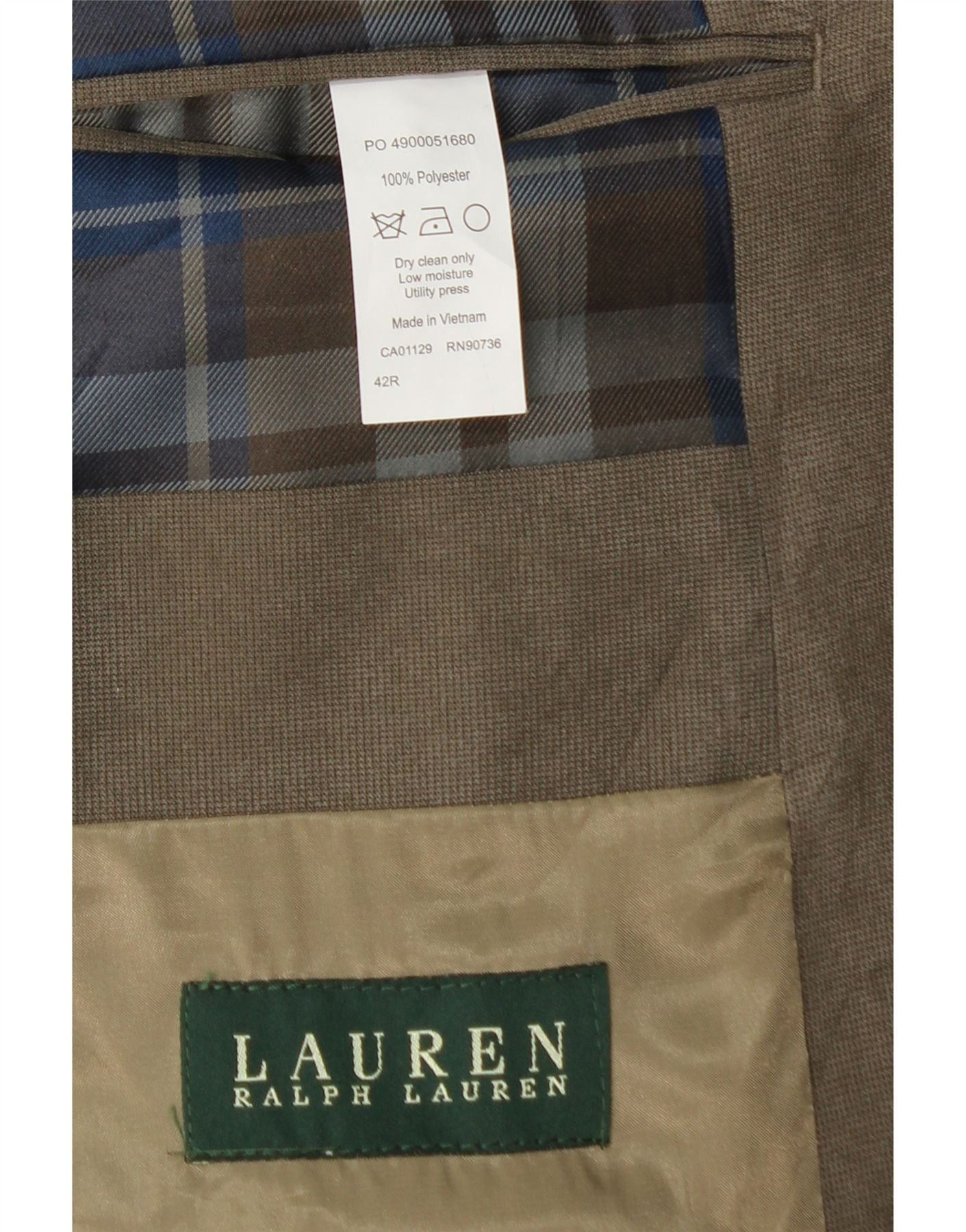 Ralph Lauren Mens 2 Button Blazer Jacket UK 42 XL Khaki Houndstooth Size US L / EU 52-54 / 3 - 3 Thumbnail
