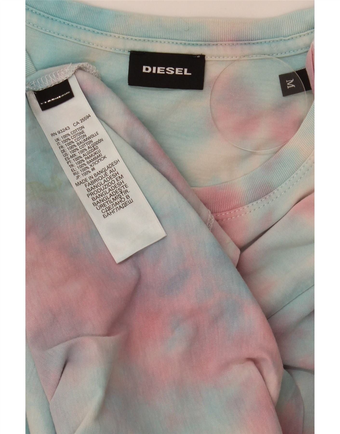 Diesel Mens Graphic T-Shirt Top Medium Multicoloured Tie Dye Cotton Size US M / EU 48-50 / 2 - 3 Thumbnail