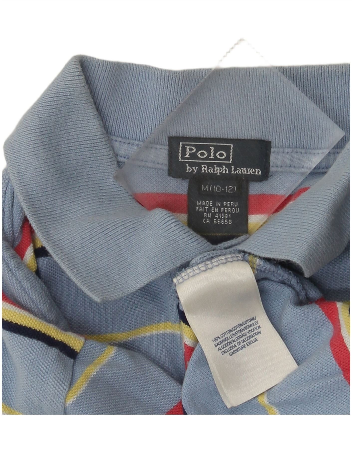 Polo Ralph Lauren Boys Polo Shirt 10-11 Years Medium Blue Striped Cotton Size M / US 6-8 / IT 42-44 - 3 Thumbnail