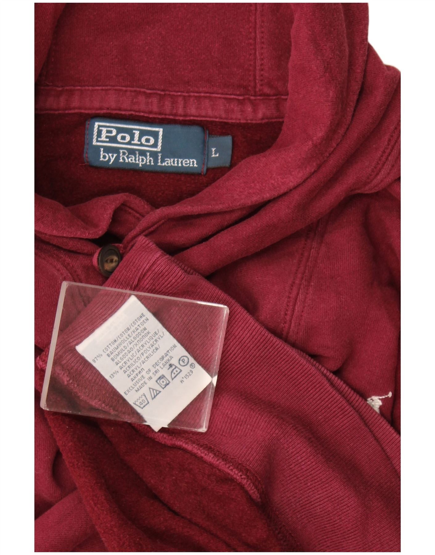 Polo Ralph Lauren Mens Shawl Neck Sweatshirt Jumper Large Burgundy Cotton Size US XXL / EU 58 / 5 - 3 Thumbnail