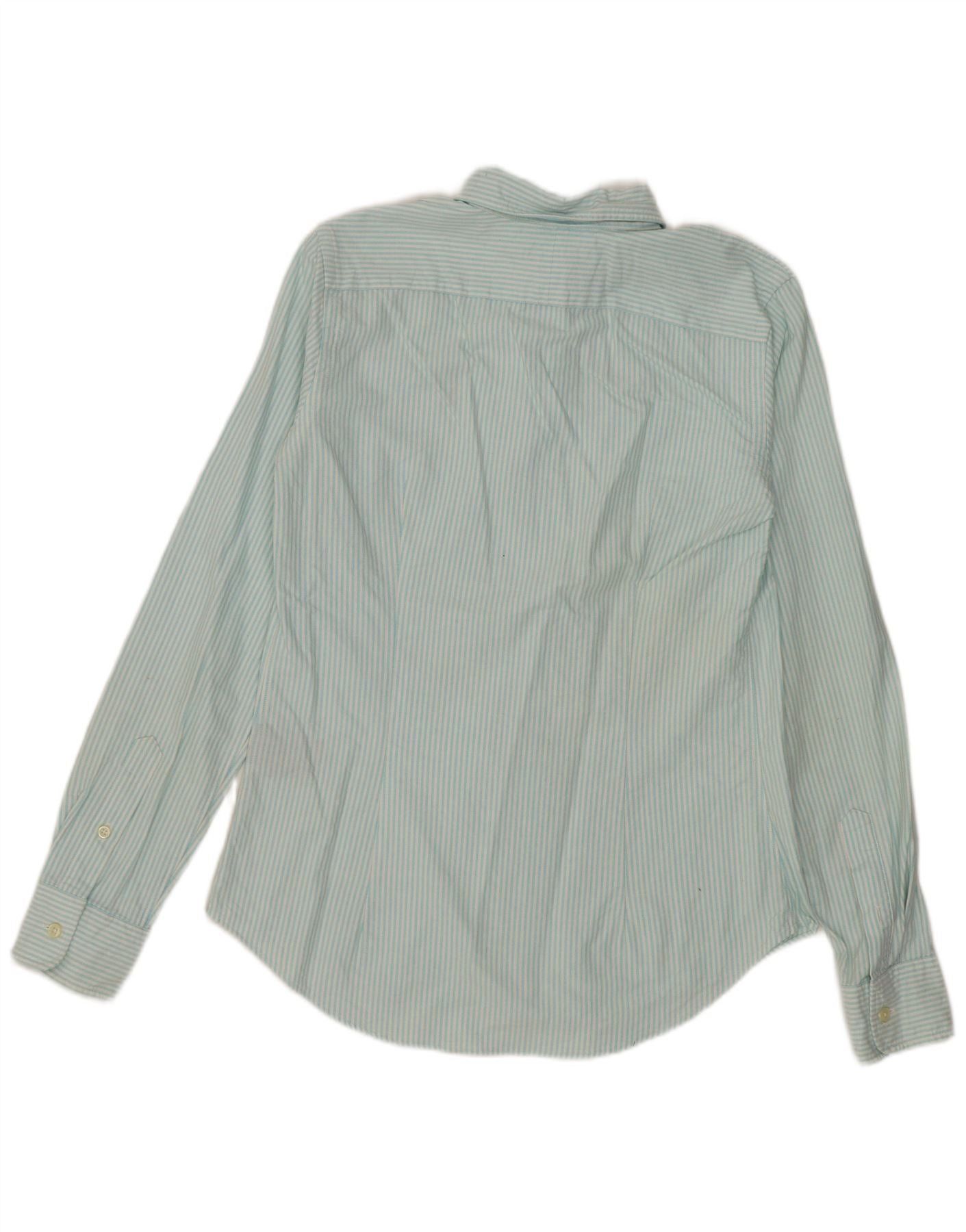 Ralph Lauren Womens Slim Fit Shirt US 4 Small Turquoise Pinstripe Cotton Size XS / US 0-2 / IT 36-38 - 2 Thumbnail