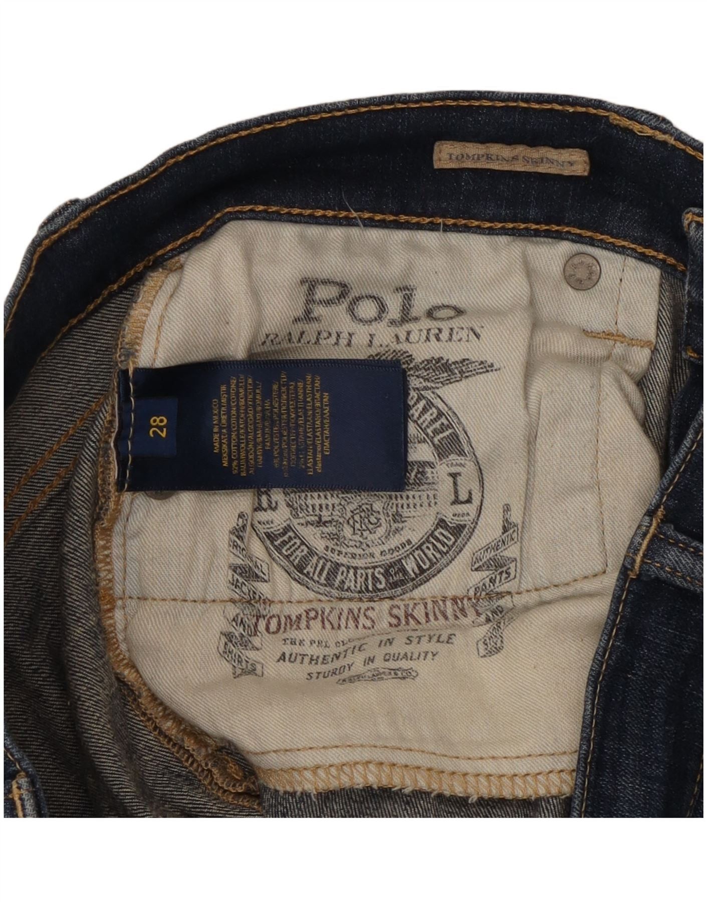 Polo Ralph Lauren Womens Tompkins Skinny Jeans W28 L30 Navy Blue Cotton Size 24" / US 00 / IT 34 - 5 Thumbnail