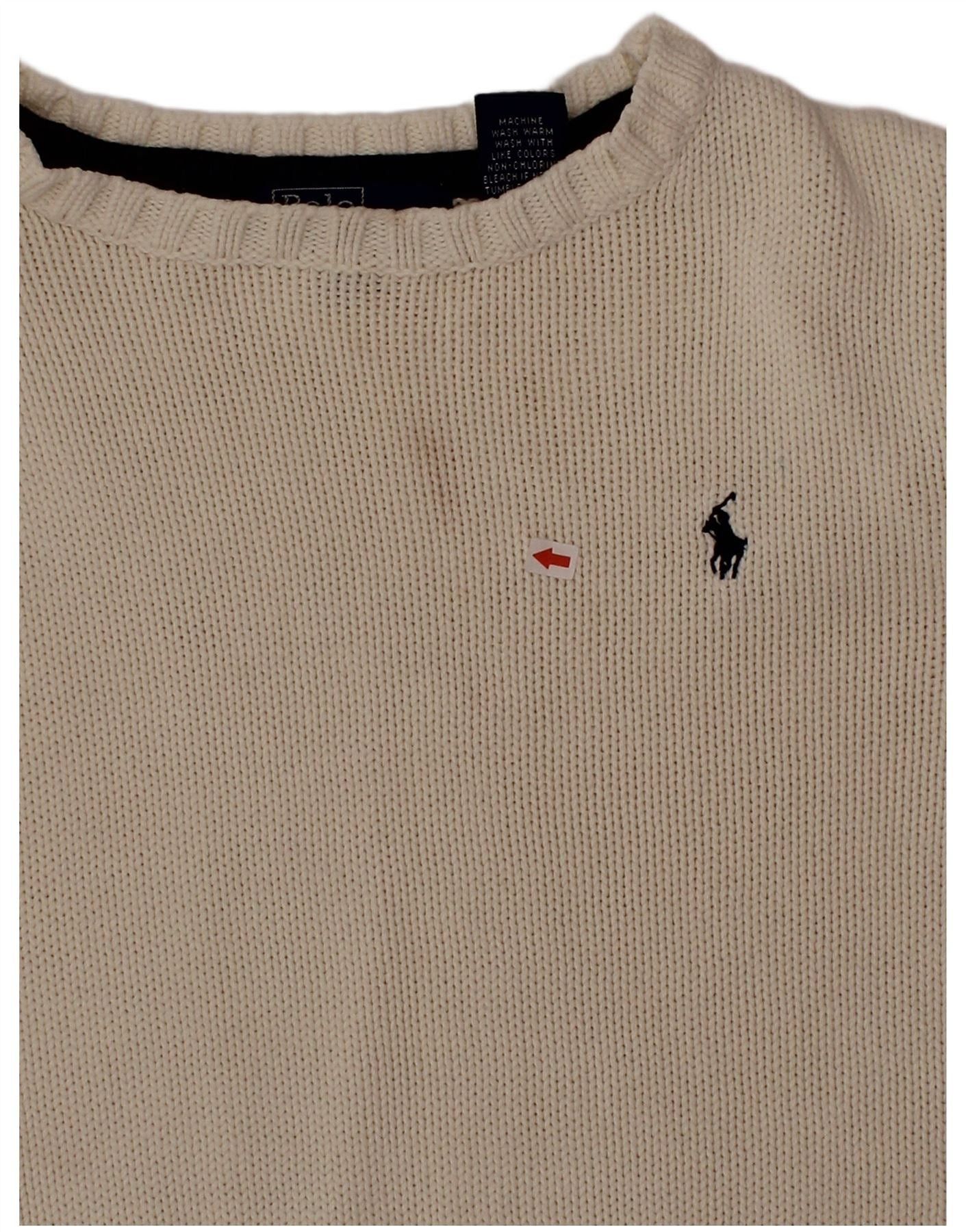 Polo Ralph Lauren Girls Boat Neck Jumper Sweater 3-4 Years Beige Cotton Size XXS / US 00 / IT 34 - 3 Thumbnail