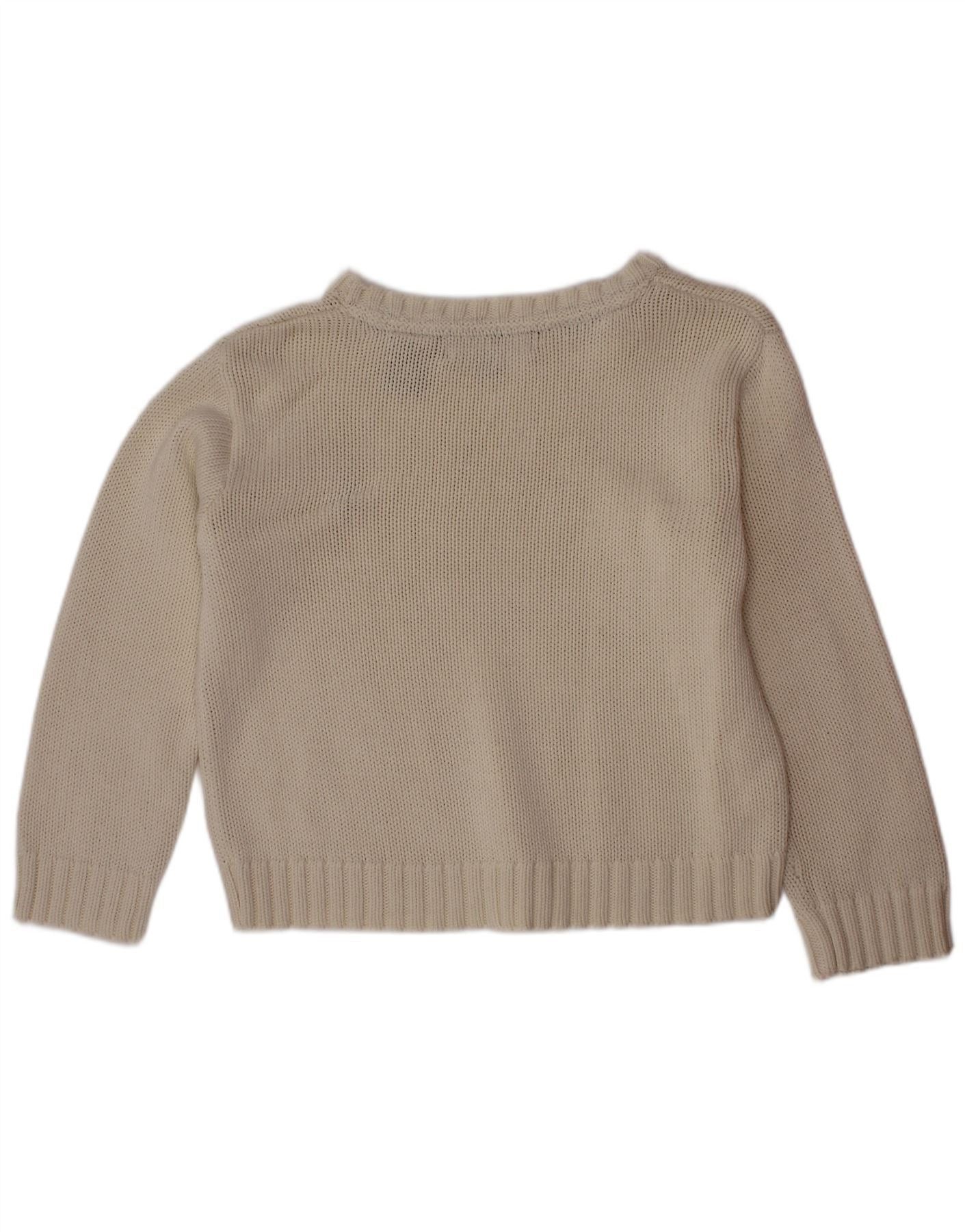 Polo Ralph Lauren Girls Boat Neck Jumper Sweater 3-4 Years Beige Cotton Size XXS / US 00 / IT 34 - 2 Thumbnail