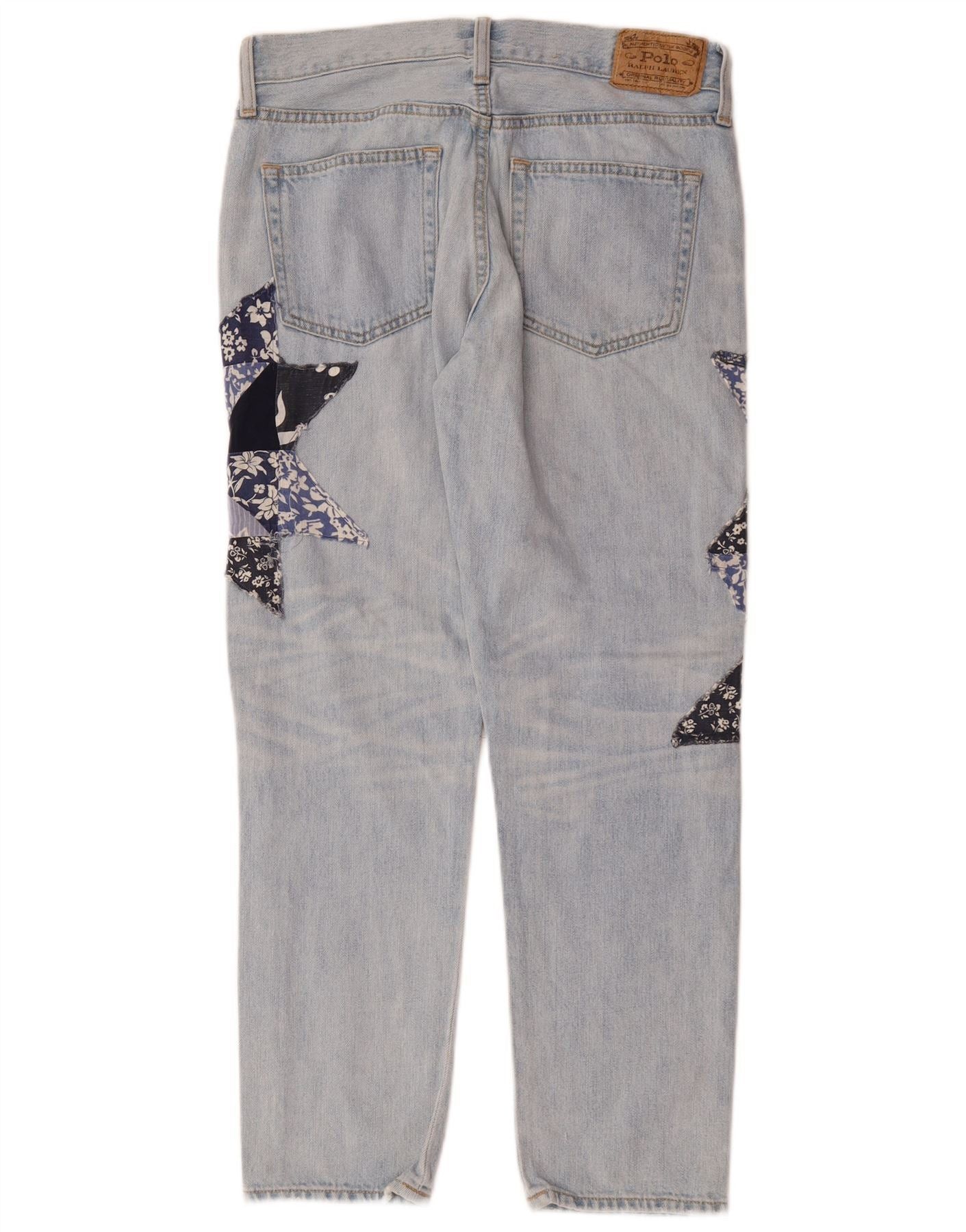 Polo Ralph Lauren Womens Straight Jeans W26 L26 Blue Patchwork Cotton Size 42" / US 20 - 2 Thumbnail