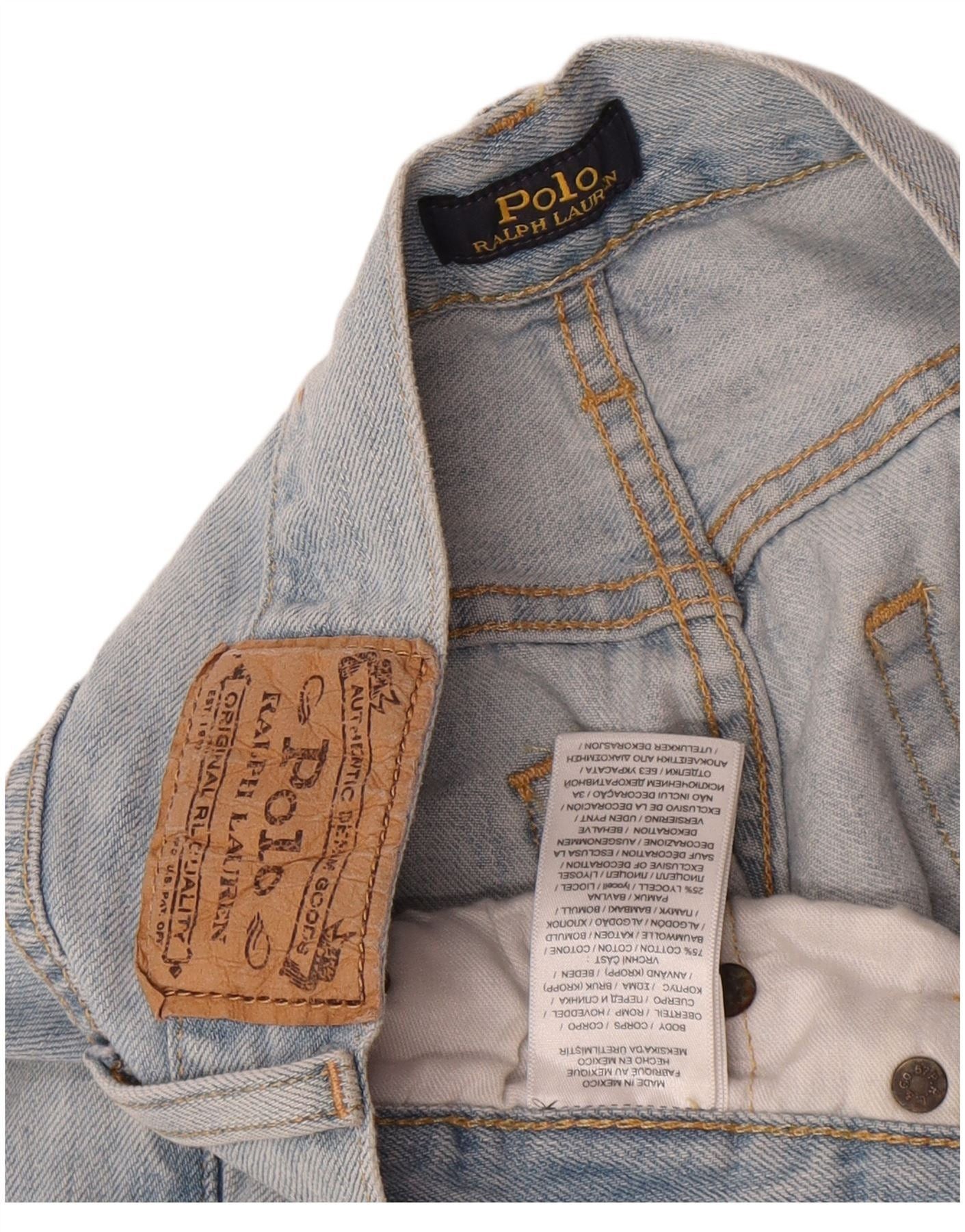 Polo Ralph Lauren Womens Straight Jeans W26 L26 Blue Patchwork Cotton Size 42" / US 20 - 4 Thumbnail