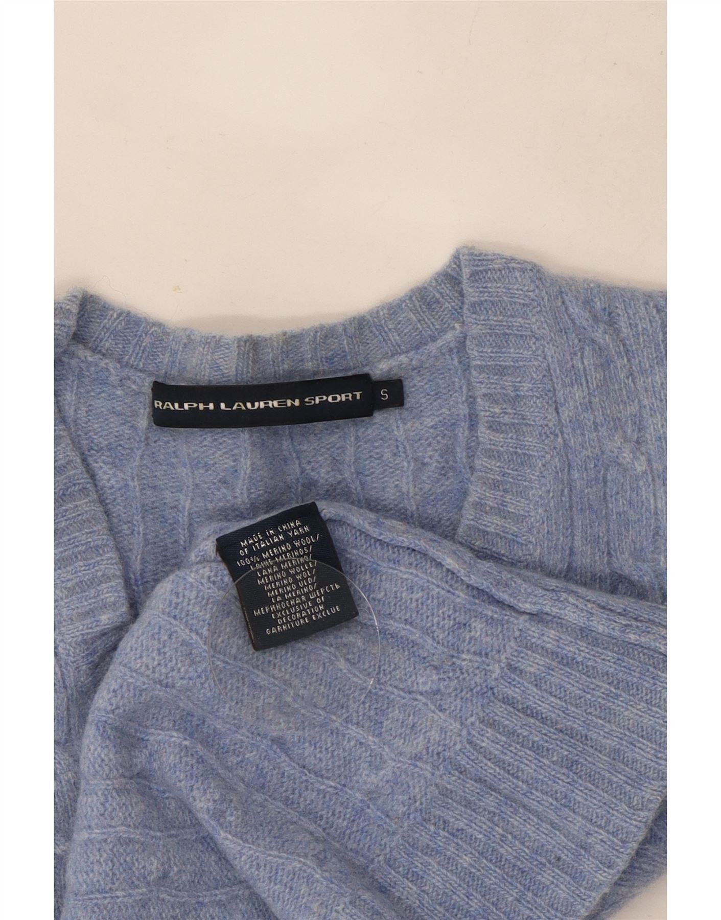 Ralph Lauren Womens Crop V-Neck Jumper Sweater UK 8 Small Blue Wool Size XXS / US 00 / IT 34 - 3 Thumbnail