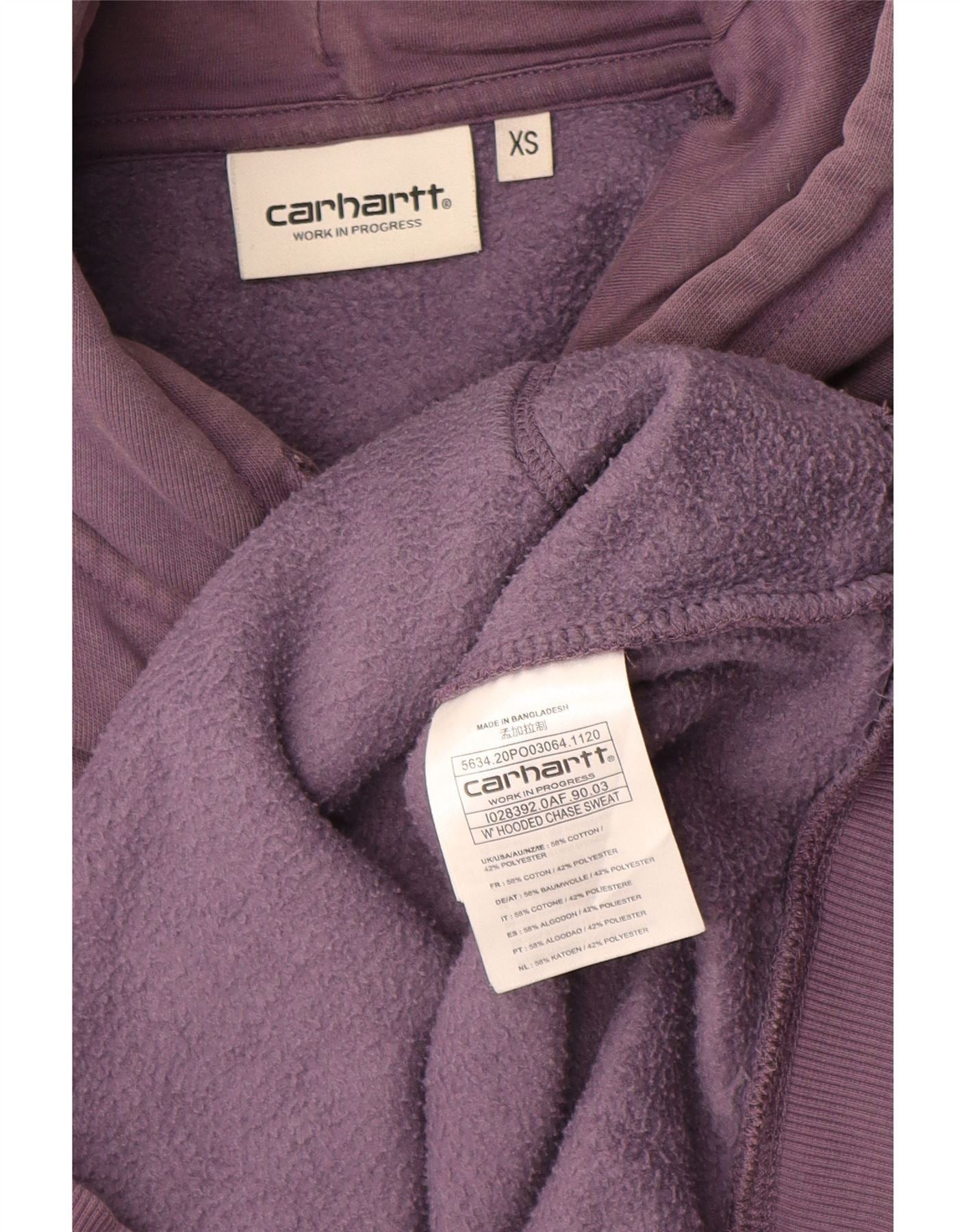 Carhartt Womens Overd Hoodie Jumper UK 6 XS Purple Cotton Size M / US 6-8 / IT 42-44 - 3 Thumbnail
