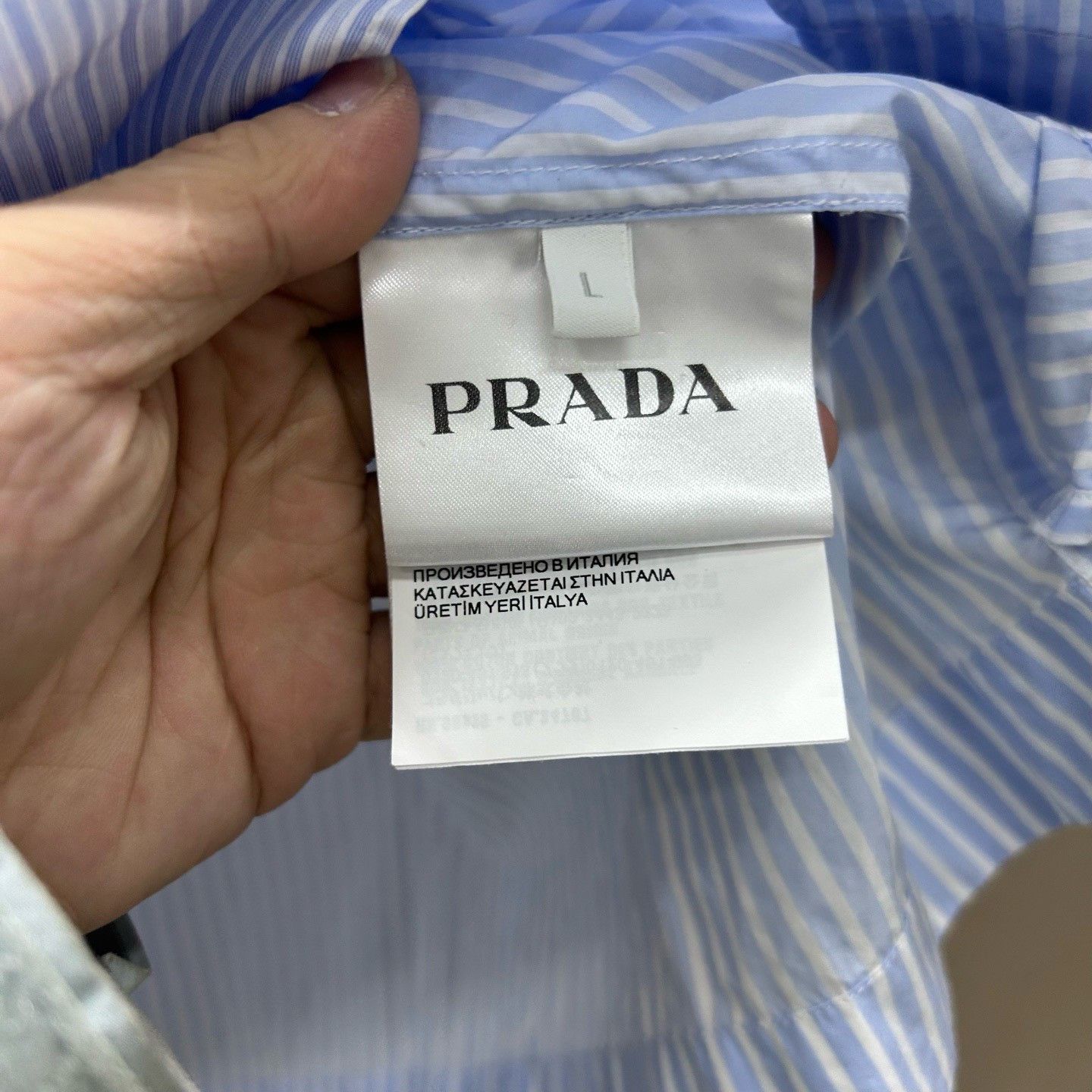 Prada Prada Striped Short Sleeve Shirt Size L Size US L / EU 52-54 / 3 - 5 Thumbnail