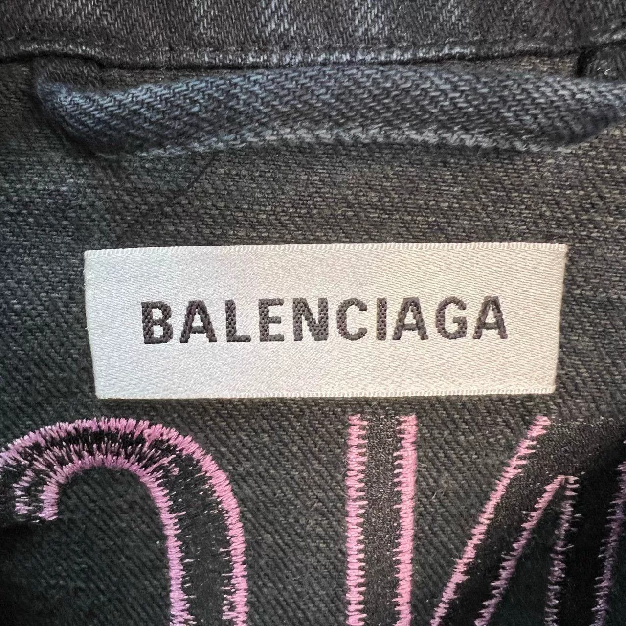 Balenciaga Balenciaga Pink Logo Embroidered Denim Jacket Size 36 Size XS / US 0-2 / IT 36-38 - 4 Thumbnail