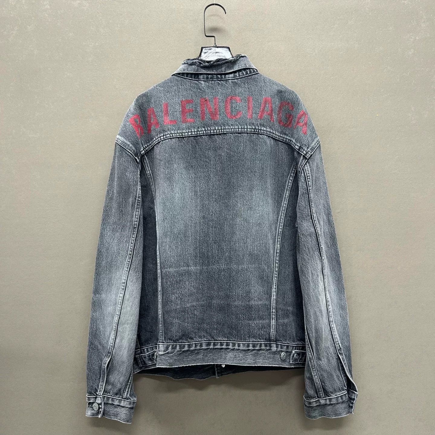 Balenciaga Balenciaga Red Logo Denim Jacket Size 34 Size XS / US 0-2 / IT 36-38 - 3 Thumbnail