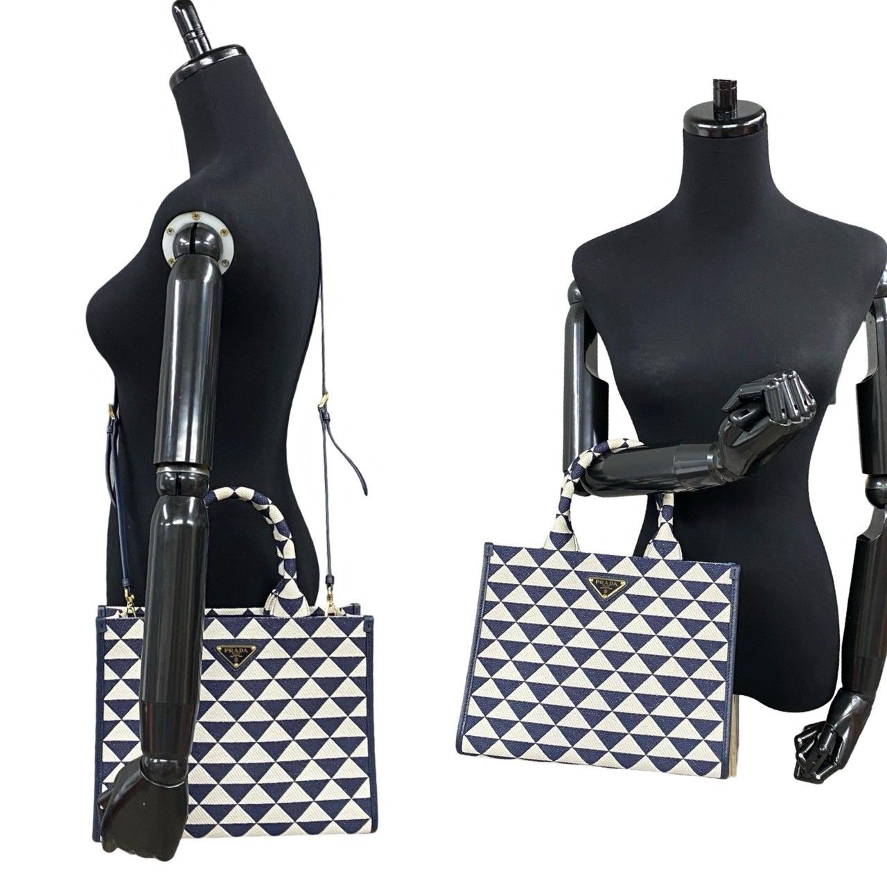 Prada Prada Prada Symbol Embroidery Fabric 2way Bag Textile Handbag DUTY FREE for USA Size ONE SIZE - 3 Thumbnail
