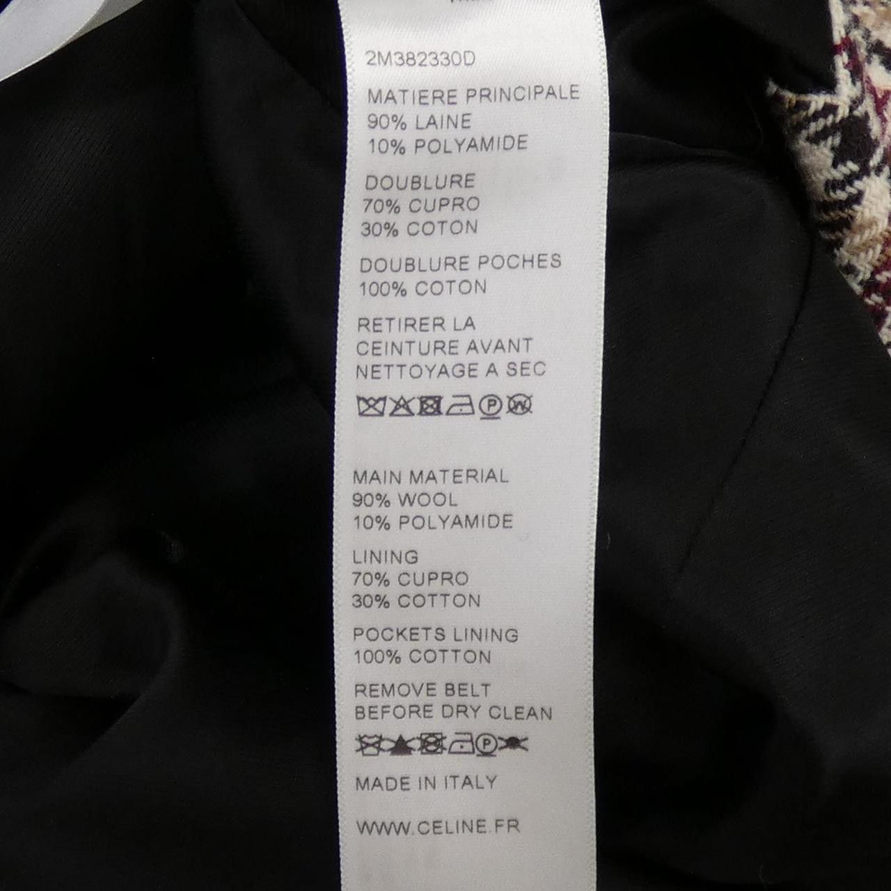 Celine Celine CELINE Prince of Wales Wool Coat Textile Outerwear 2M382330D DUTY FREE for USA Size ONE SIZE - 3 Thumbnail