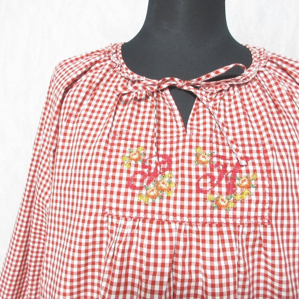 Other Other PINK HOUSE Embroidered Gingham Blouse Textile Tops P012BFB52B DUTY FREE for USA Size ONE SIZE - 4 Thumbnail