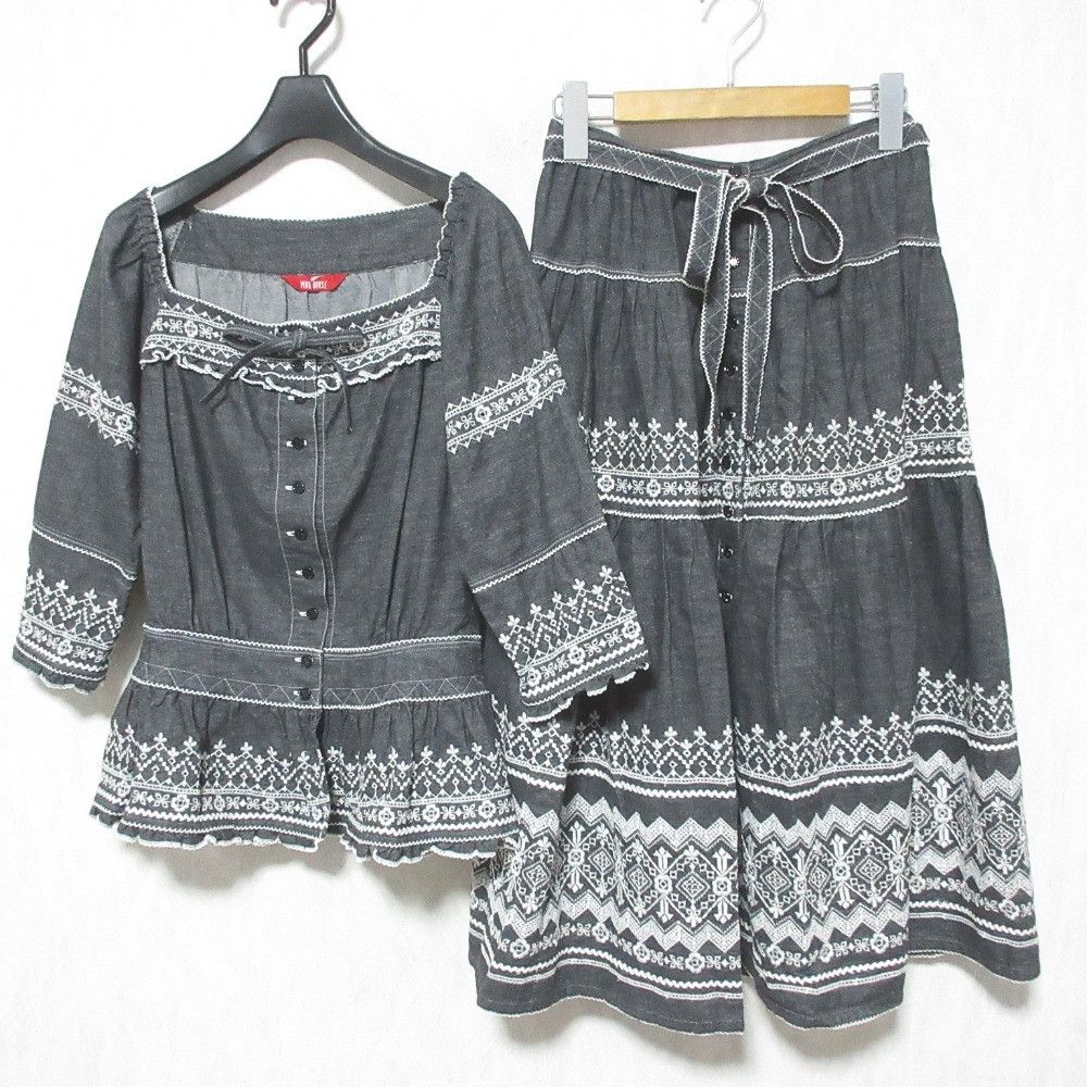 Other Other PINK HOUSE Embroidery Denim Set Textile Suits DUTY FREE for USA Size ONE SIZE - 4 Thumbnail