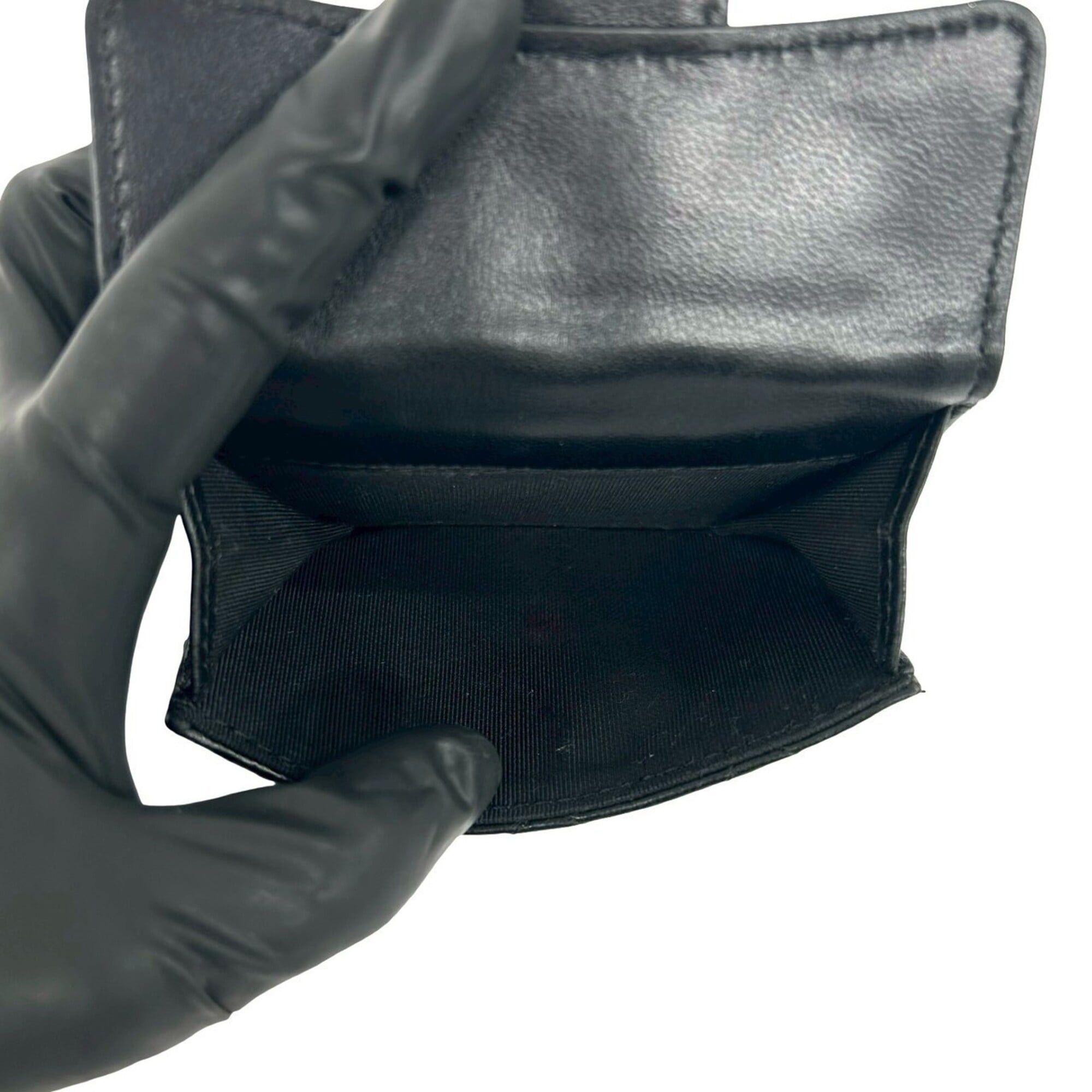 Chanel CHANEL Matelassé Coco Mark Lambskin Leather Tri-fold Wallet, Black, 37774 Size ONE SIZE - 10 Thumbnail