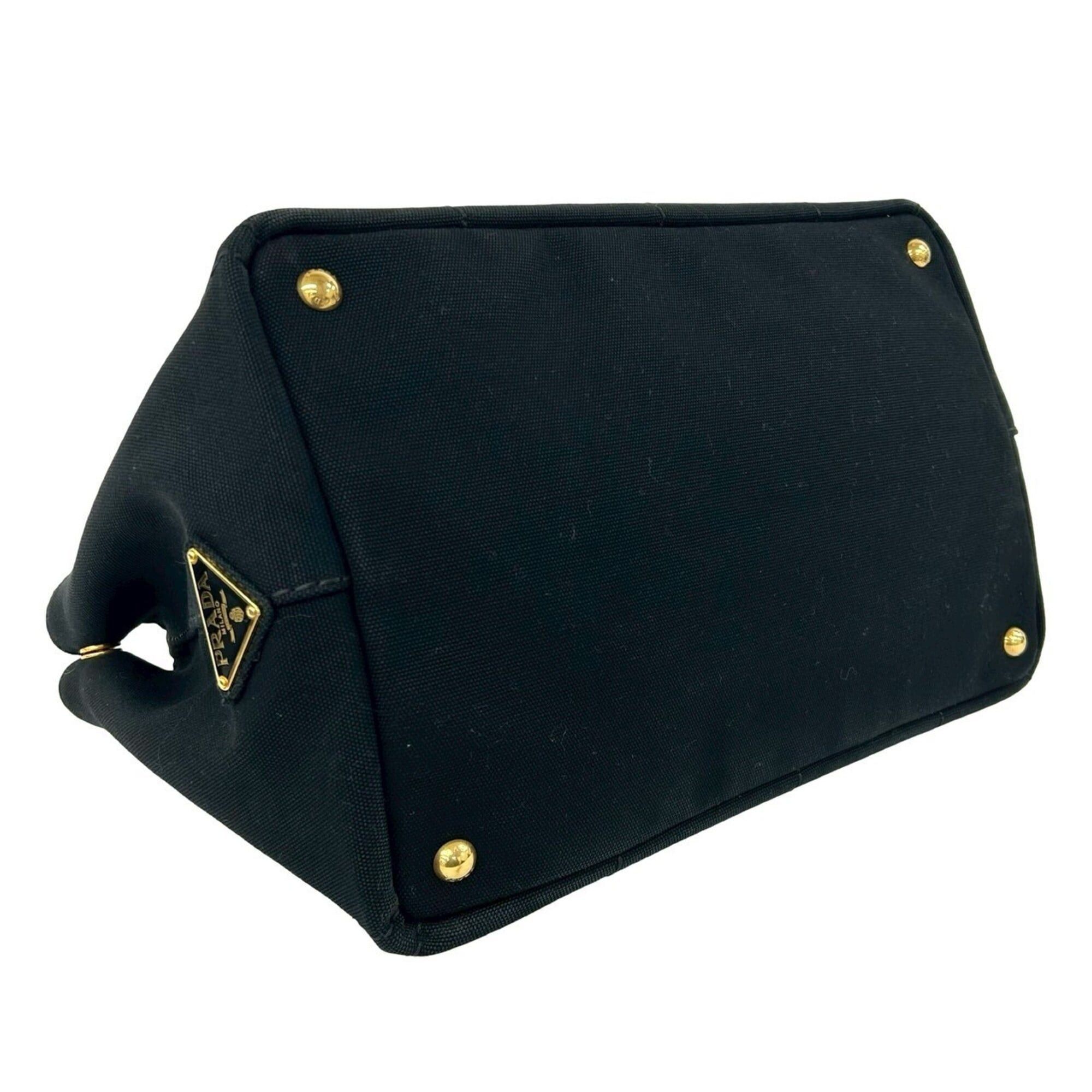 Prada PRADA Canapa Triangle Logo Hardware Canvas 2-way Handbag Shoulder Bag Tote Black 35434 Size ONE SIZE - 7 Thumbnail