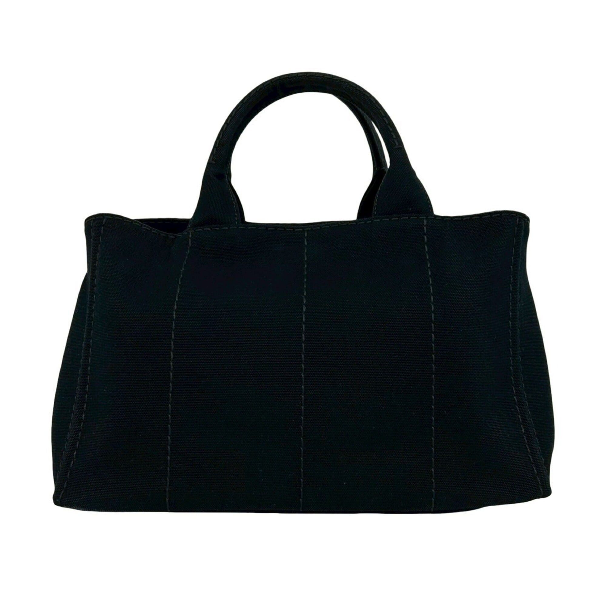 Prada PRADA Canapa Triangle Logo Hardware Canvas 2-way Handbag Shoulder Bag Tote Black 35434 Size ONE SIZE - 3 Thumbnail