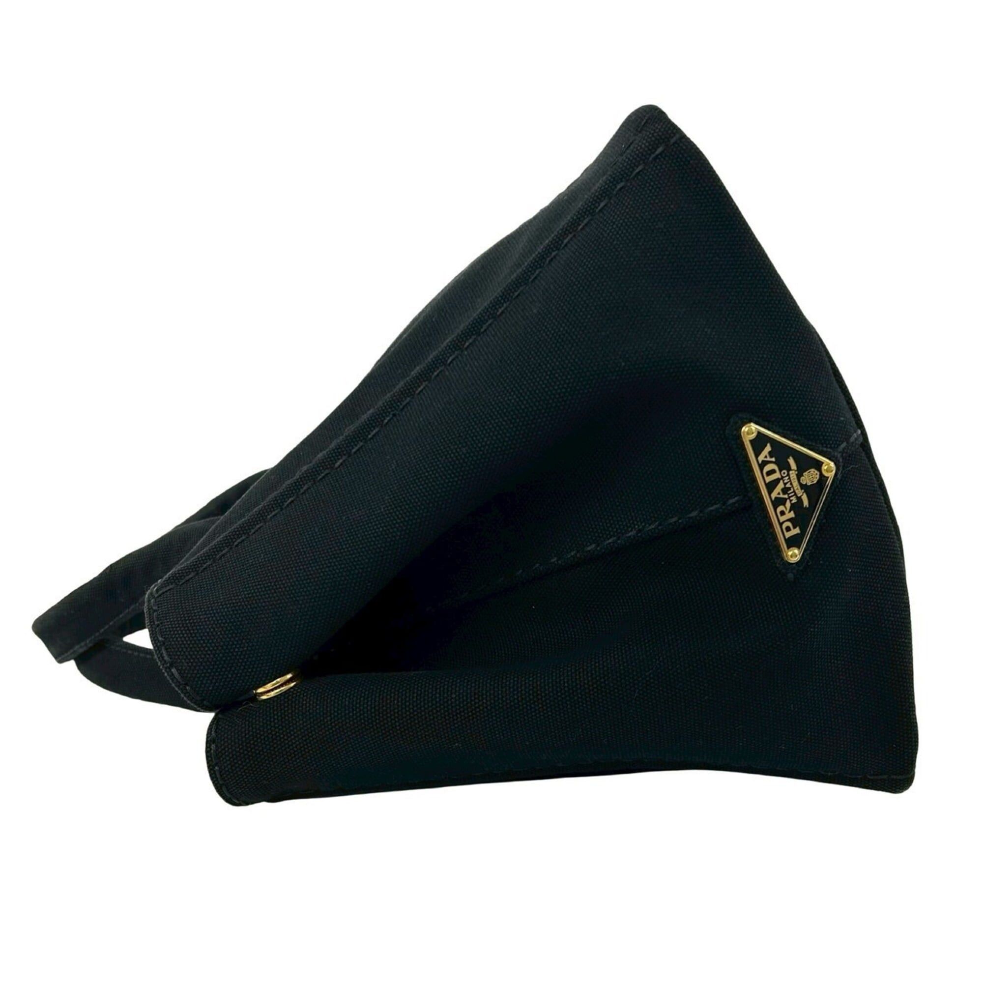 Prada PRADA Canapa Triangle Logo Hardware Canvas 2-way Handbag Shoulder Bag Tote Black 35434 Size ONE SIZE - 5 Thumbnail