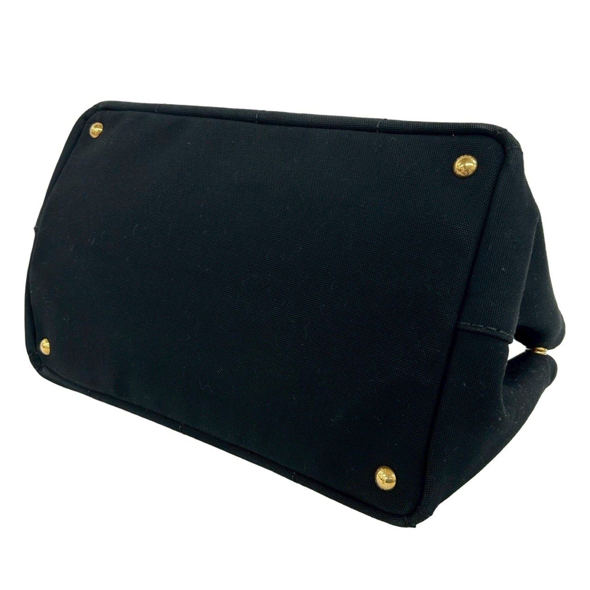 Prada PRADA Canapa Triangle Logo Hardware Canvas 2-way Handbag Shoulder Bag Tote Black 35434 Size ONE SIZE - 8 Thumbnail